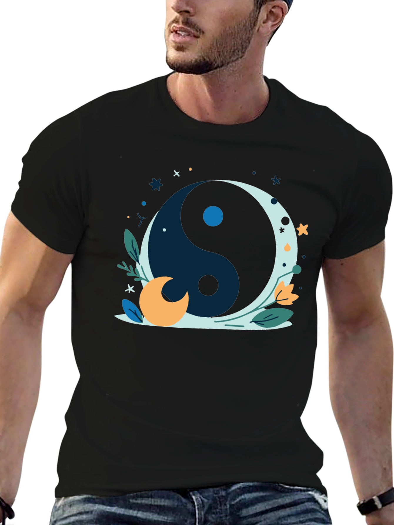 Yin Yang Moon Black T-Shirt