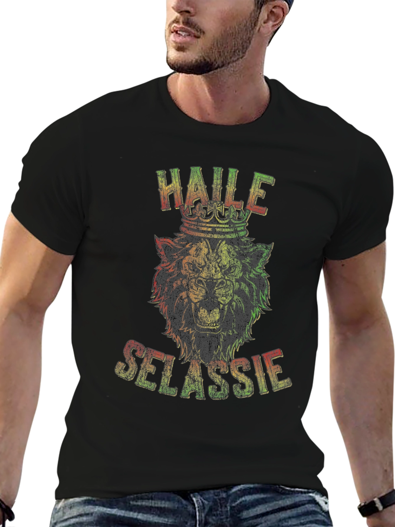 Haile Selassie Lion Graphic T-Shirt