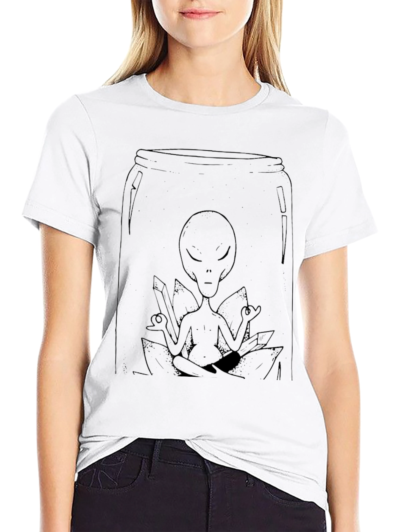 Alien Meditation Black T-Shirt