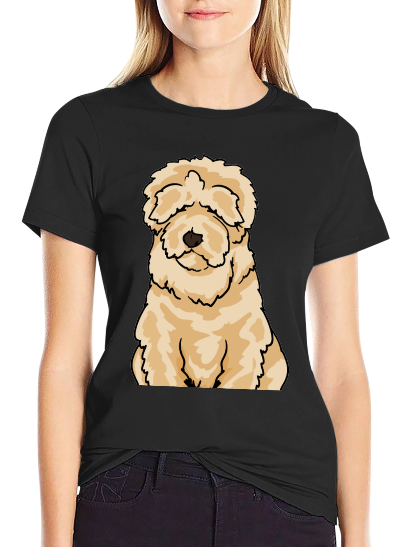 Cute Dog Cartoon T-Shirt - Black
