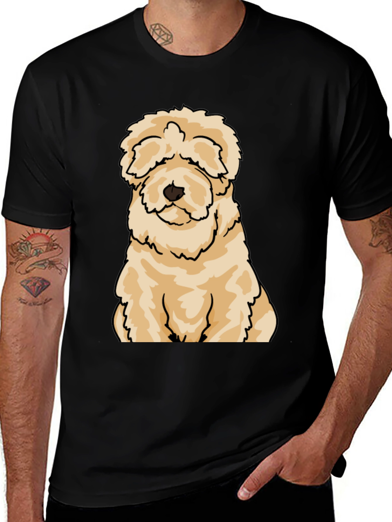 Cute Dog Cartoon T-Shirt - Black