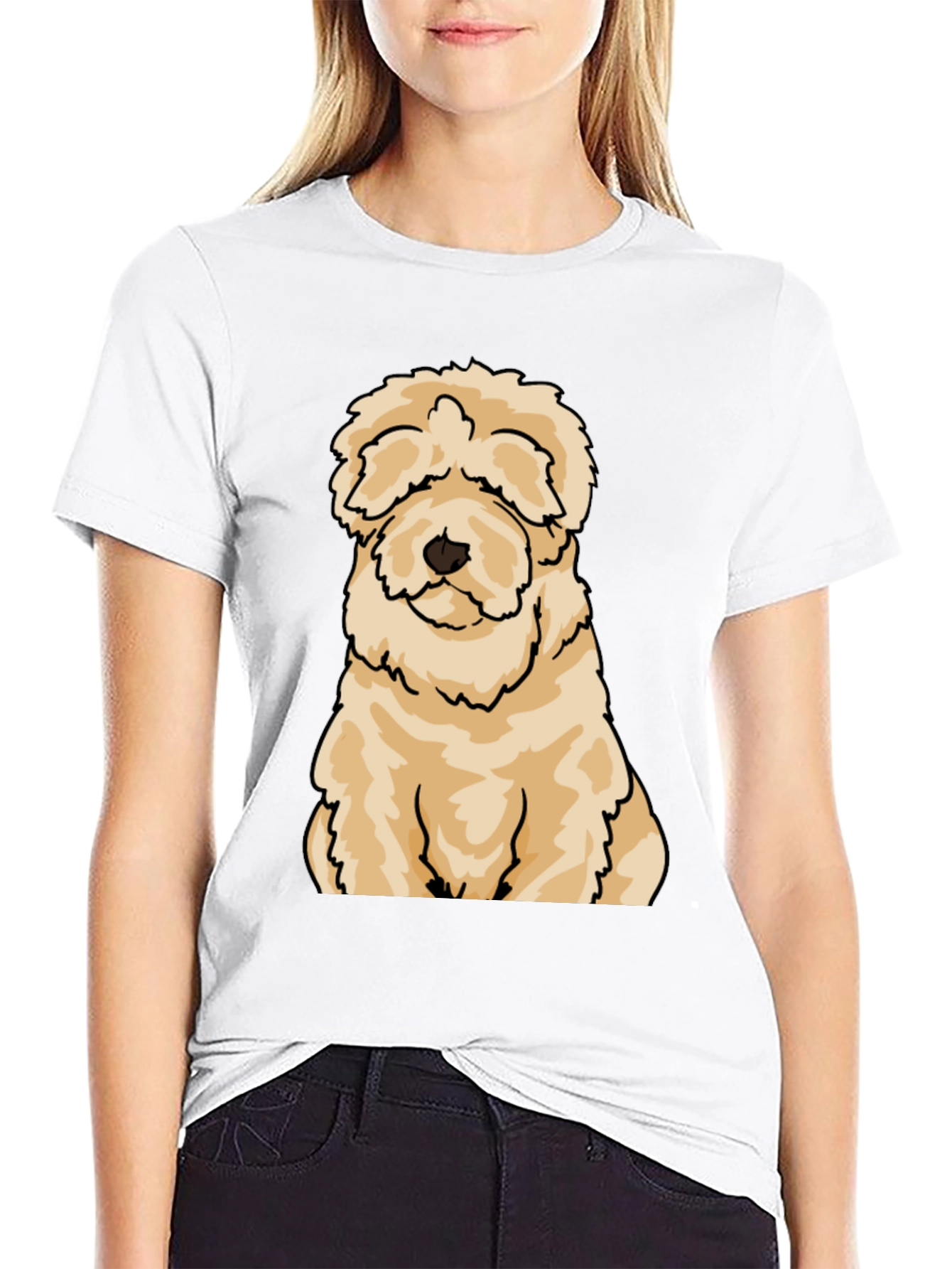 Cute Dog Cartoon T-Shirt - Black
