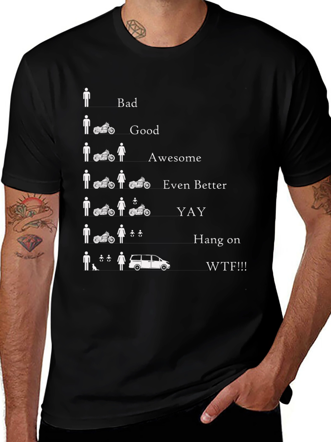 Funny Biker Evolution T-Shirt - Mens Humor Tee
