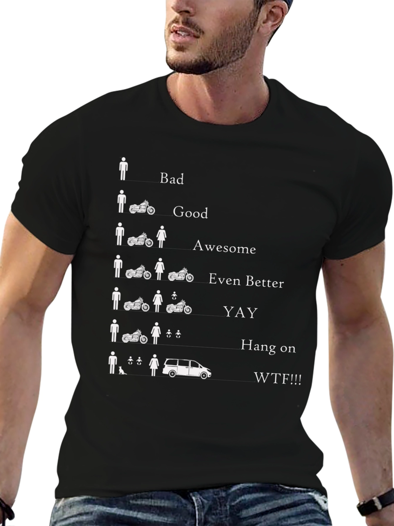 Funny Biker Evolution T-Shirt - Mens Humor Tee