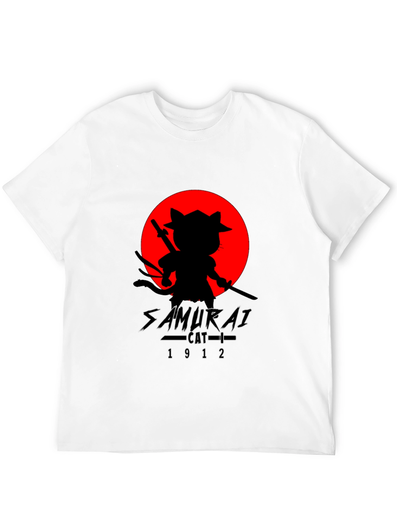 Samurai Cat T-Shirt - Black Graphic Tee