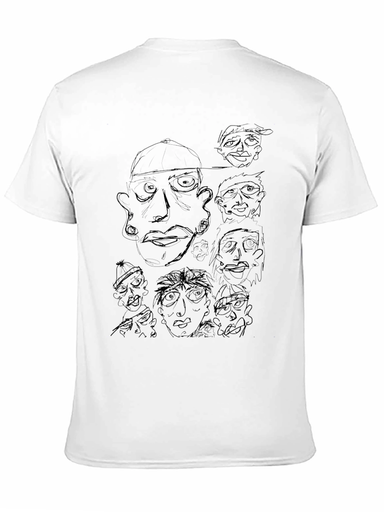 Unique Line Art Graphic Print Black T-Shirt