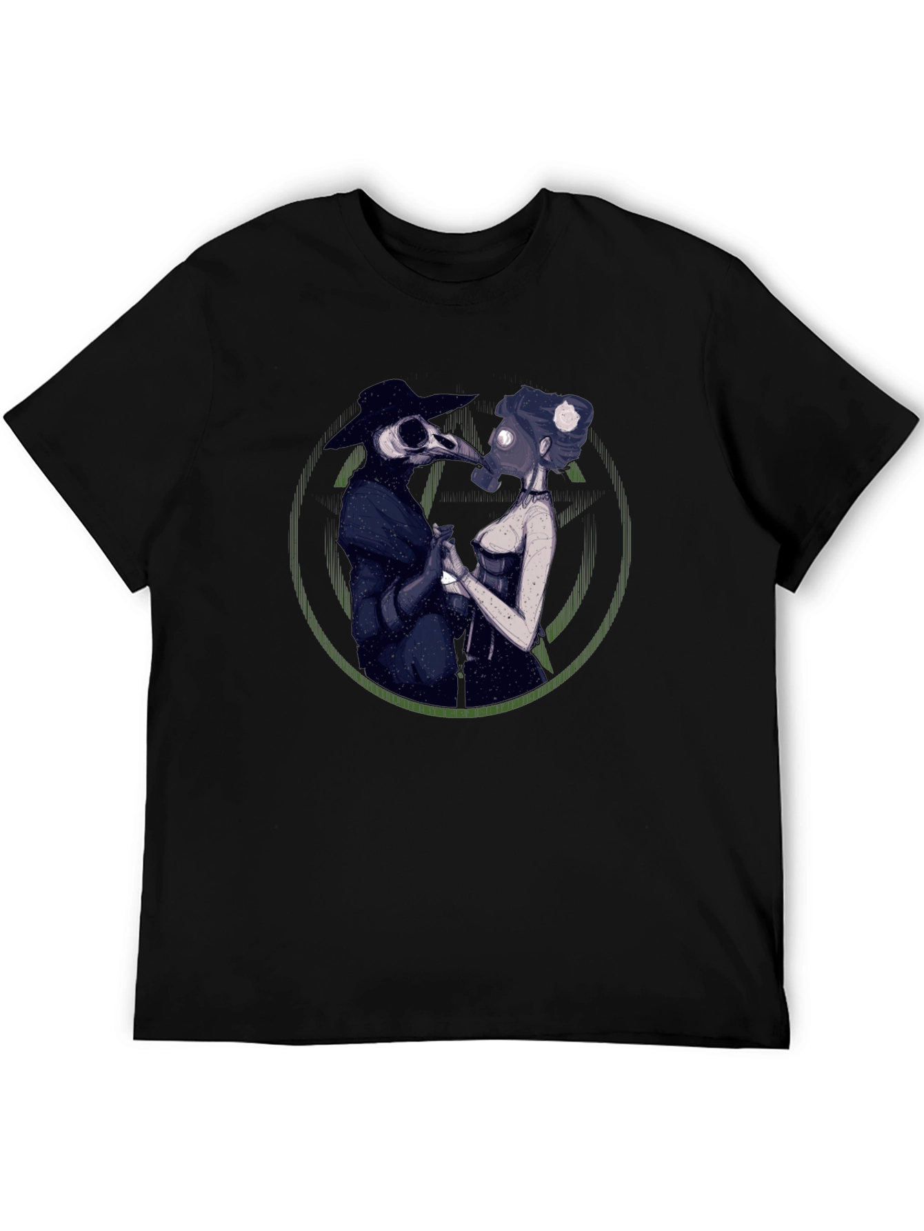 Plague Doctor Couple Graphic Tee - Black