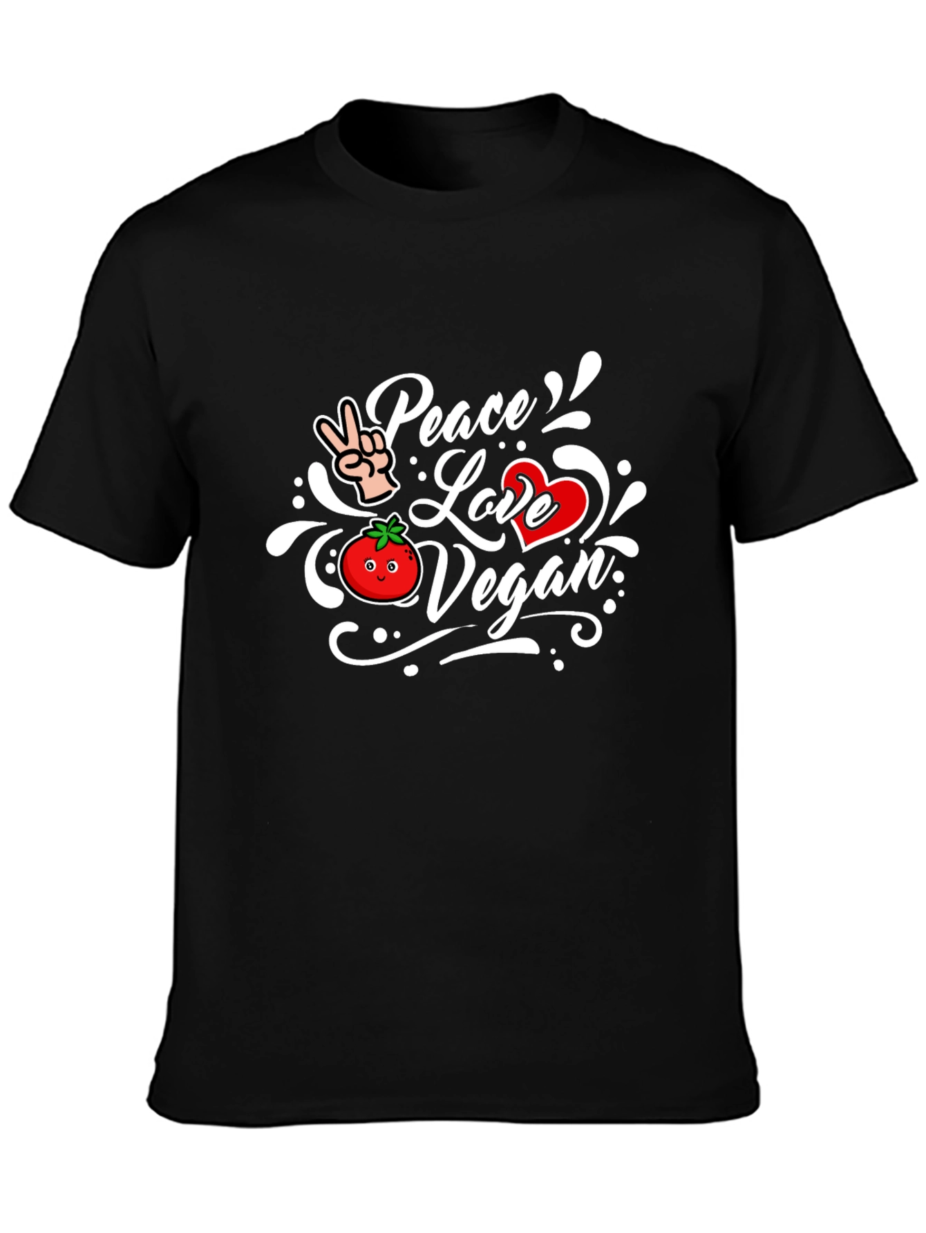 Peace Love Vegan Black T-Shirt