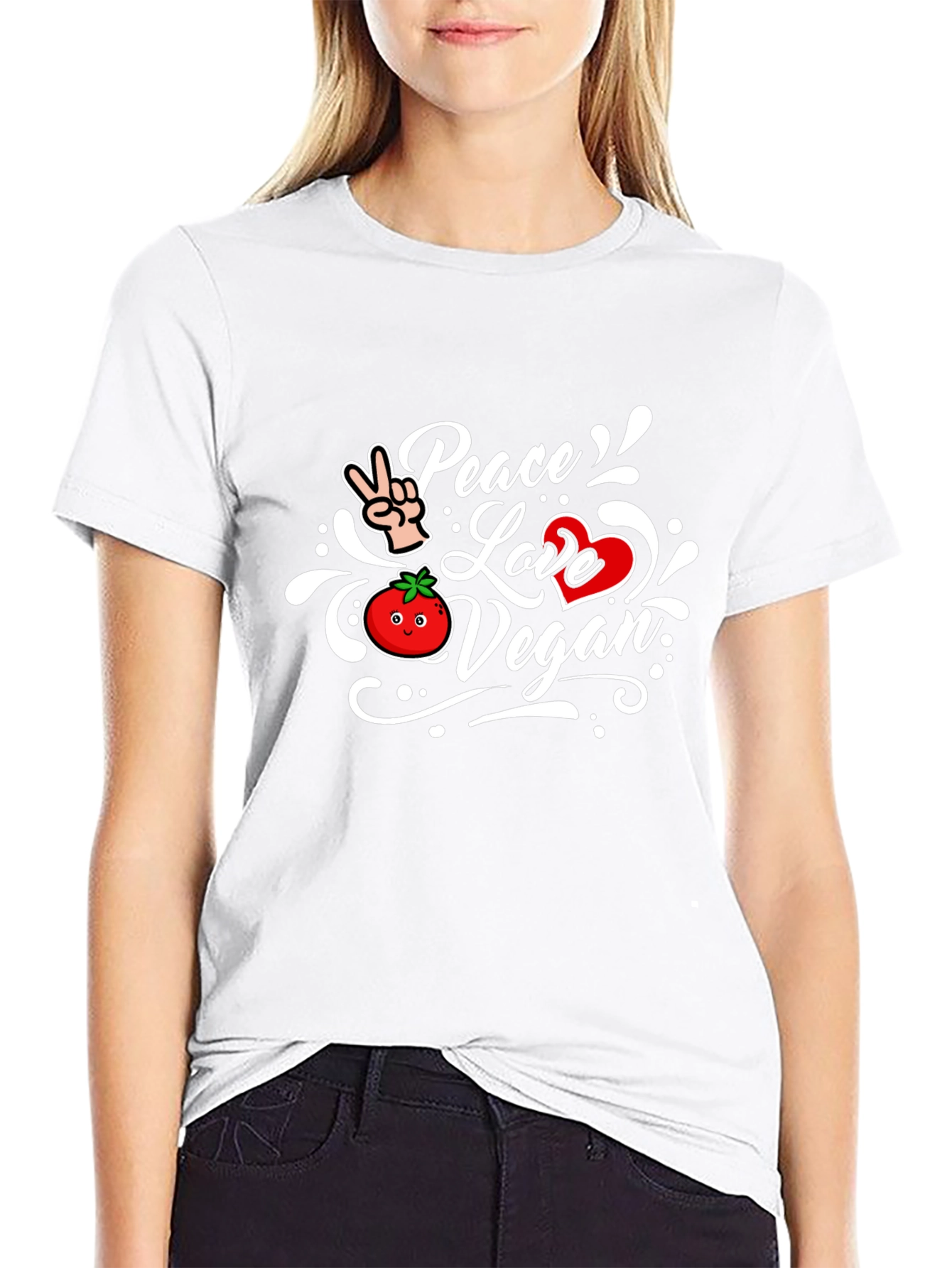 Peace Love Vegan Black T-Shirt