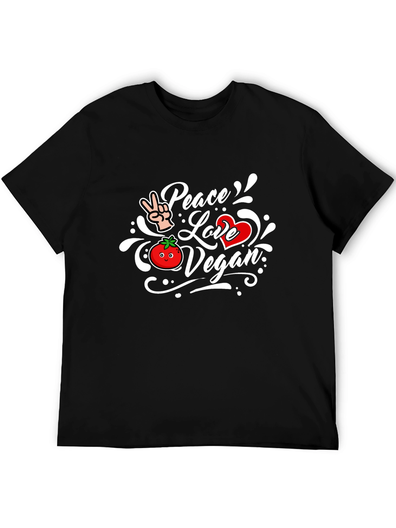 Peace Love Vegan Black T-Shirt