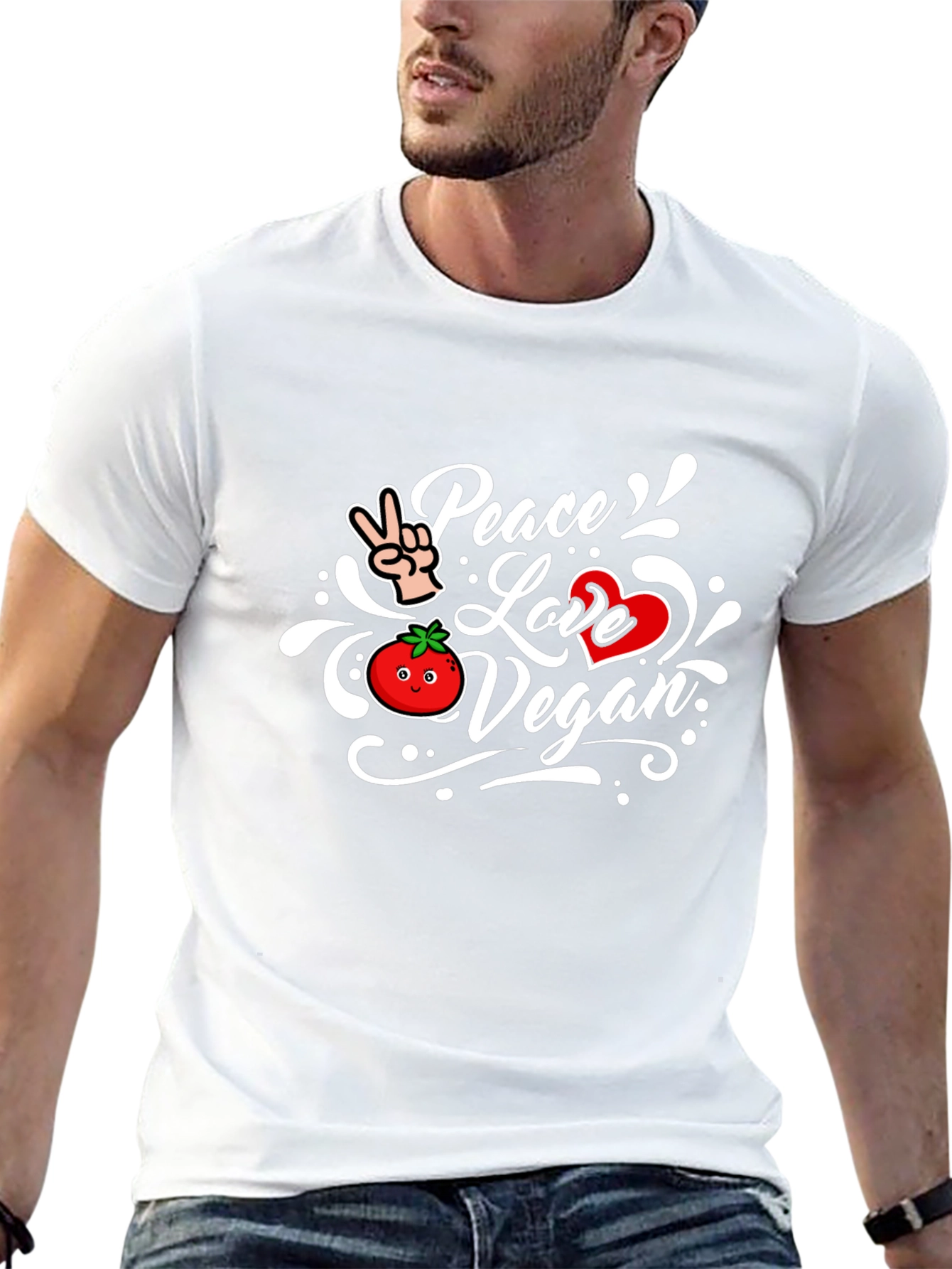 Peace Love Vegan Black T-Shirt