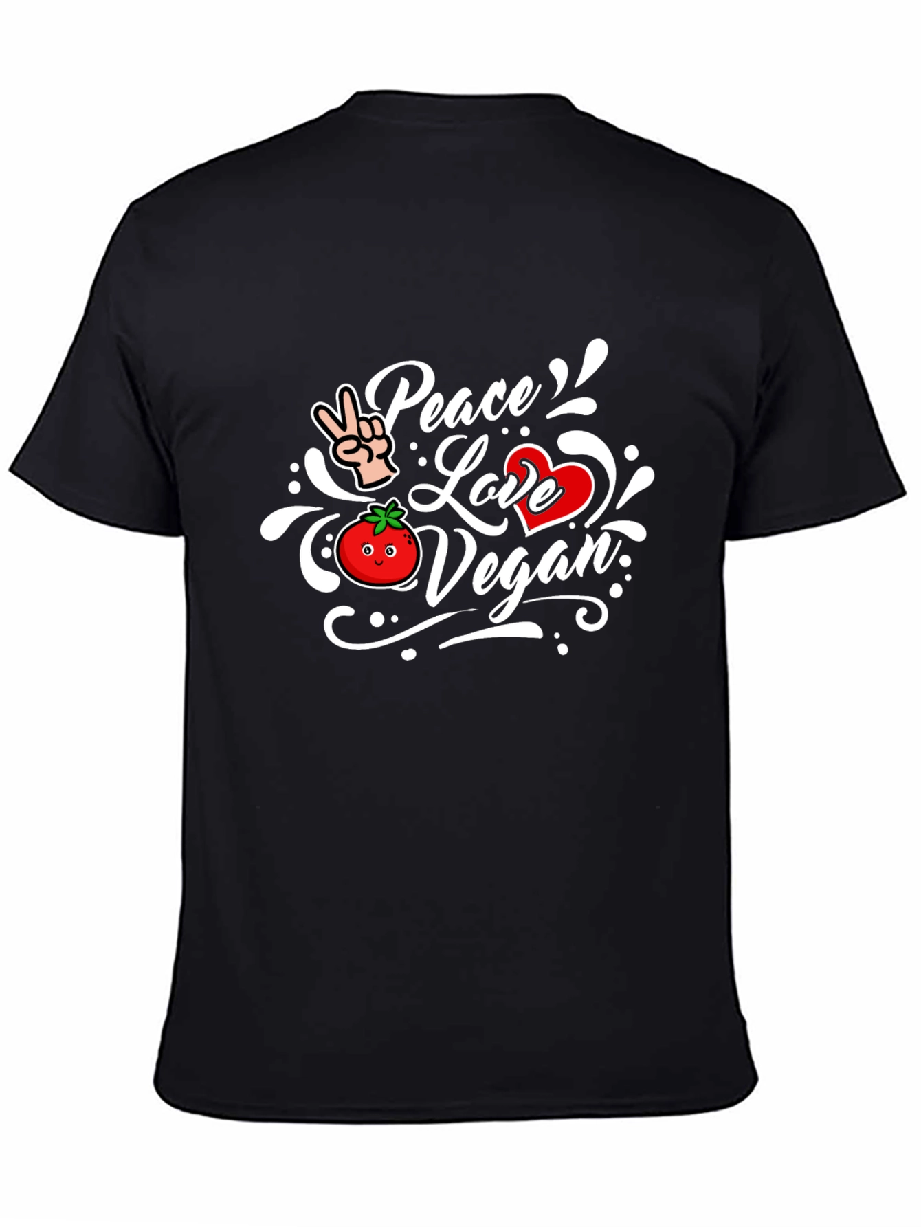 Peace Love Vegan Black T-Shirt