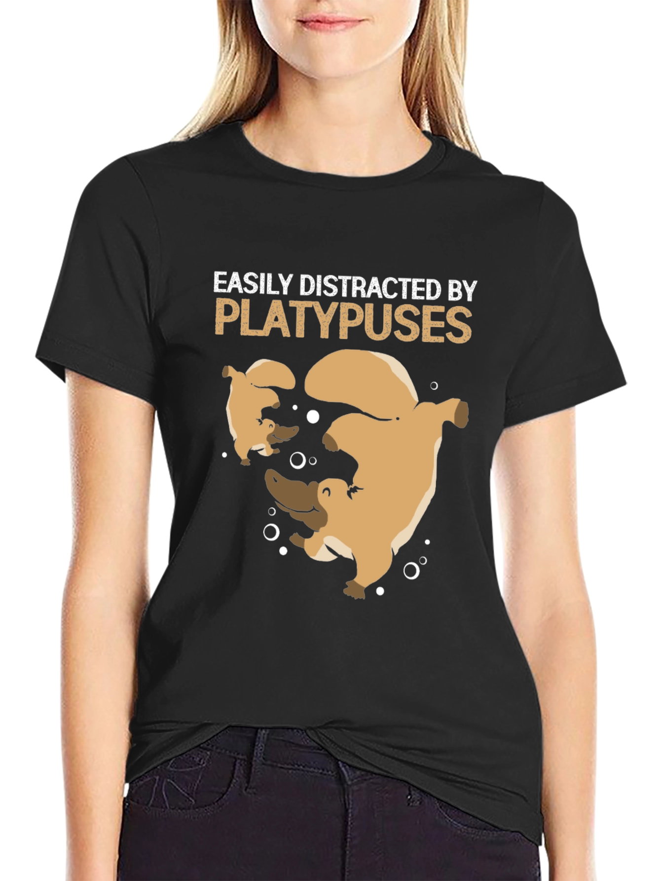 Easily Distracted by Platypuses Black T-Shirt