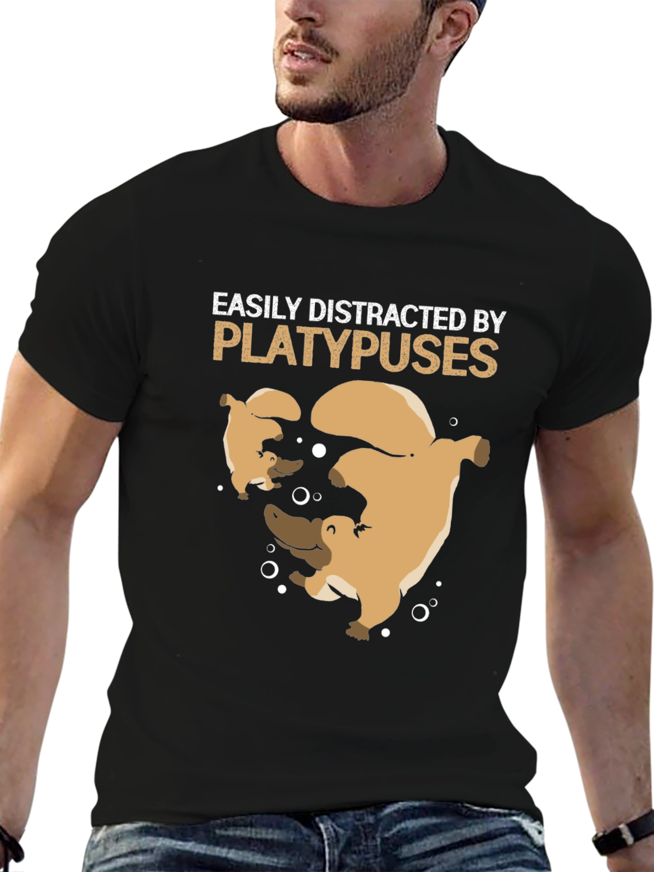 Easily Distracted by Platypuses Black T-Shirt