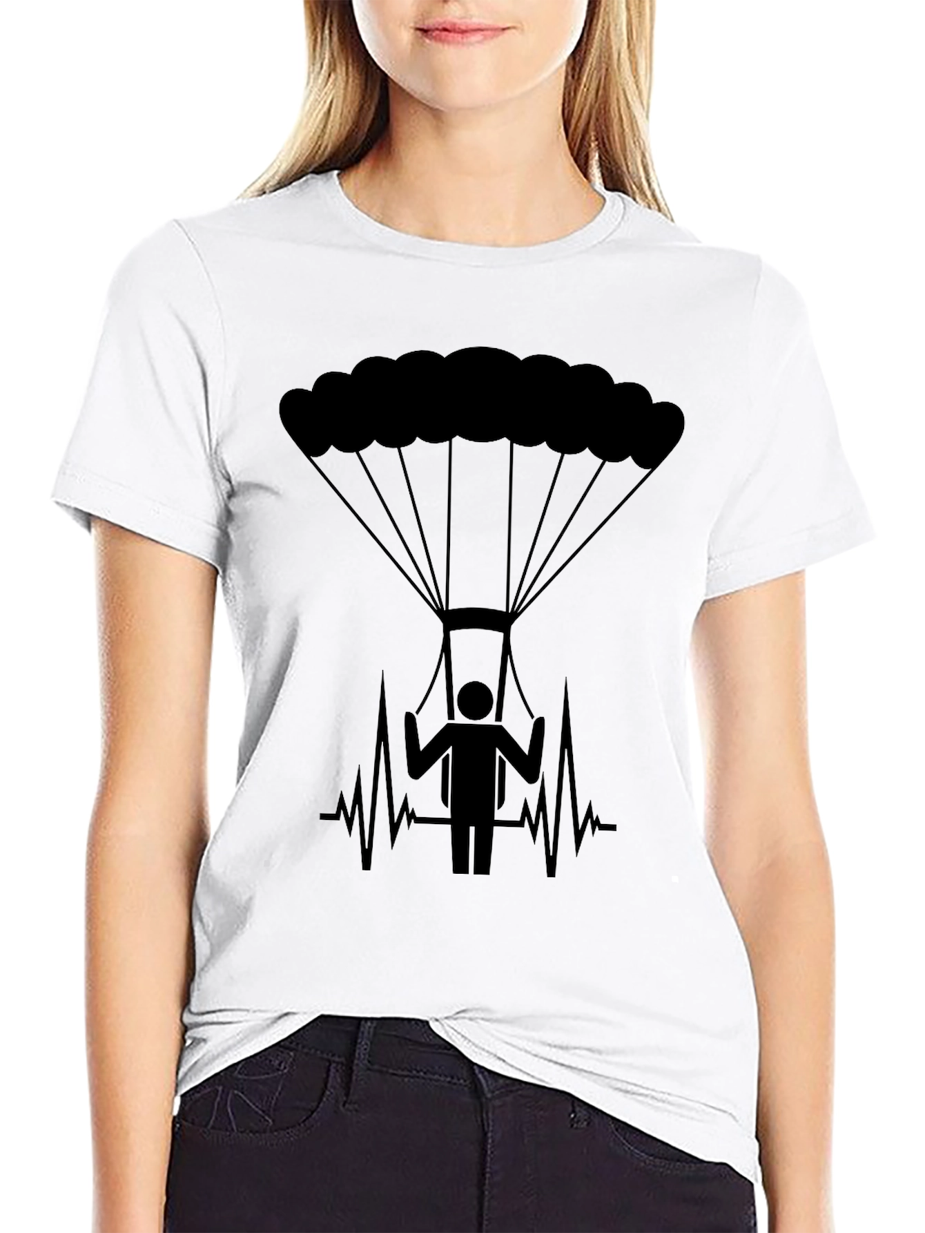 Parachute Heartbeat T-Shirt - Skydiving Thrill