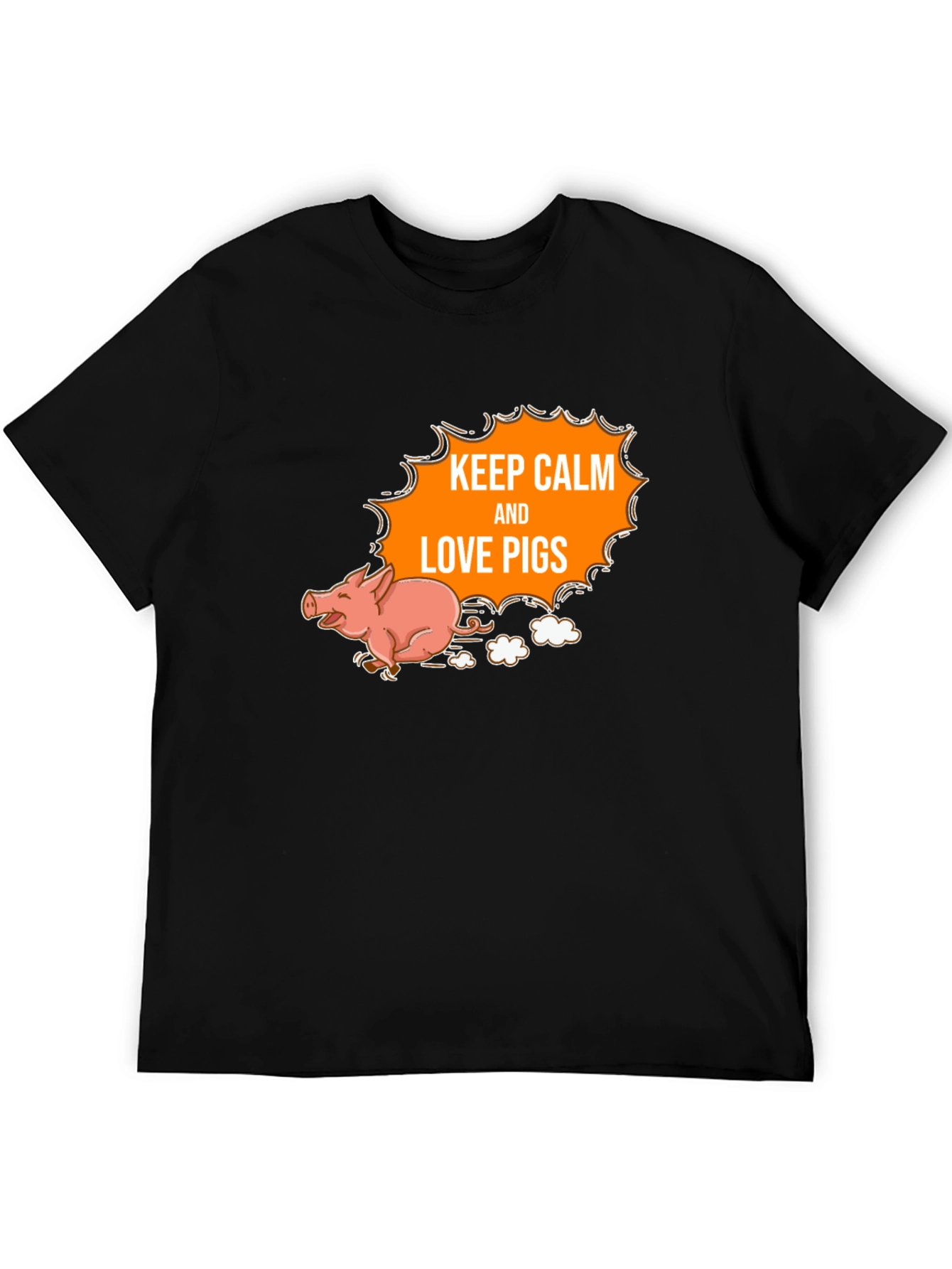 Keep Calm and Love Pigs Black T-Shirt