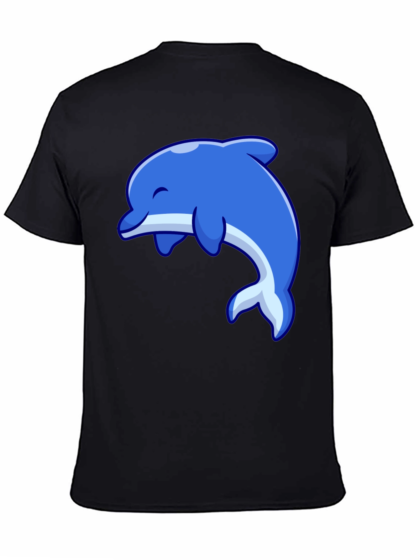 Dolphin Graphic Tee - Black Cotton Casual Shirt