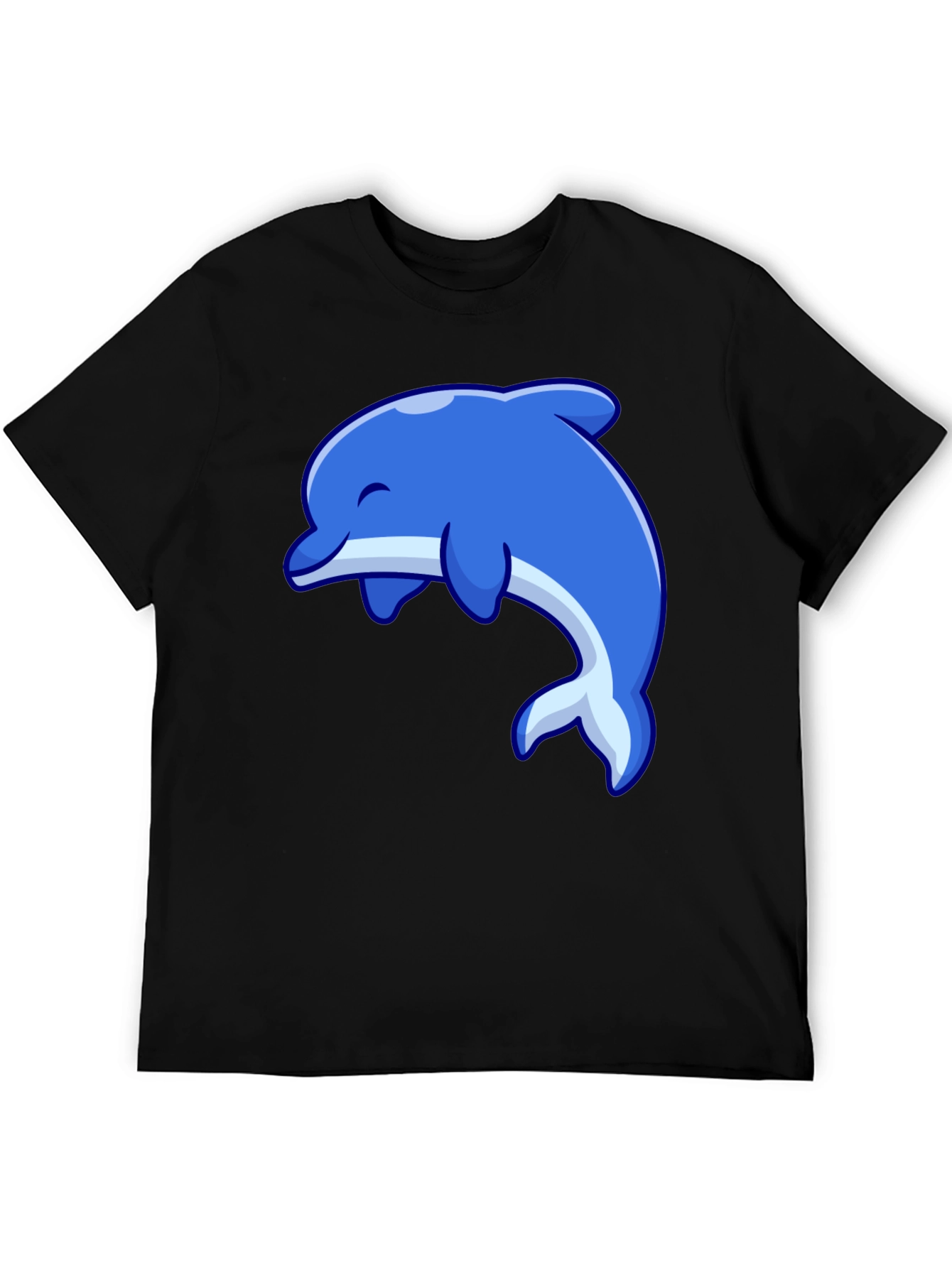 Dolphin Graphic Tee - Black Cotton Casual Shirt