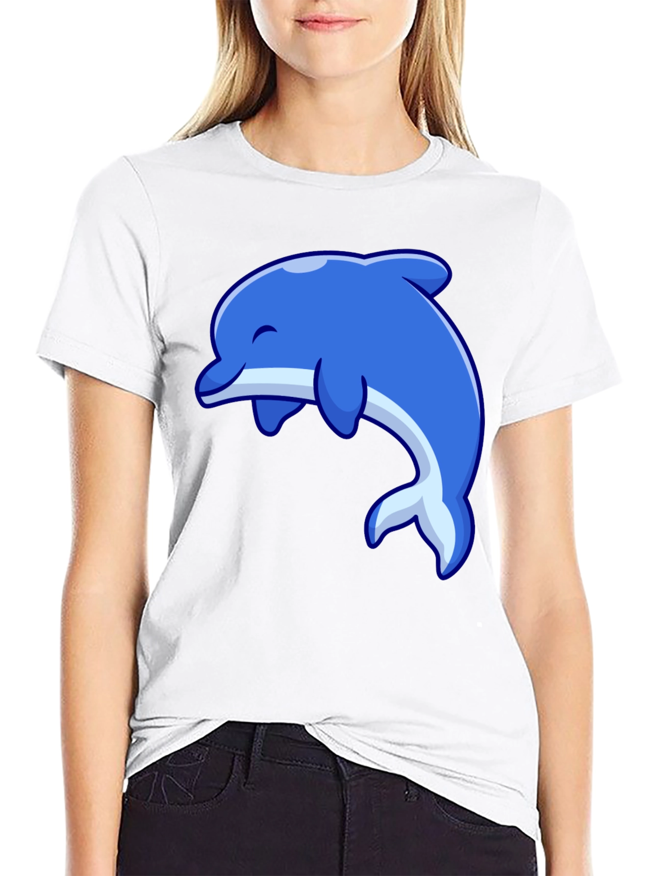 Dolphin Graphic Tee - Black Cotton Casual Shirt