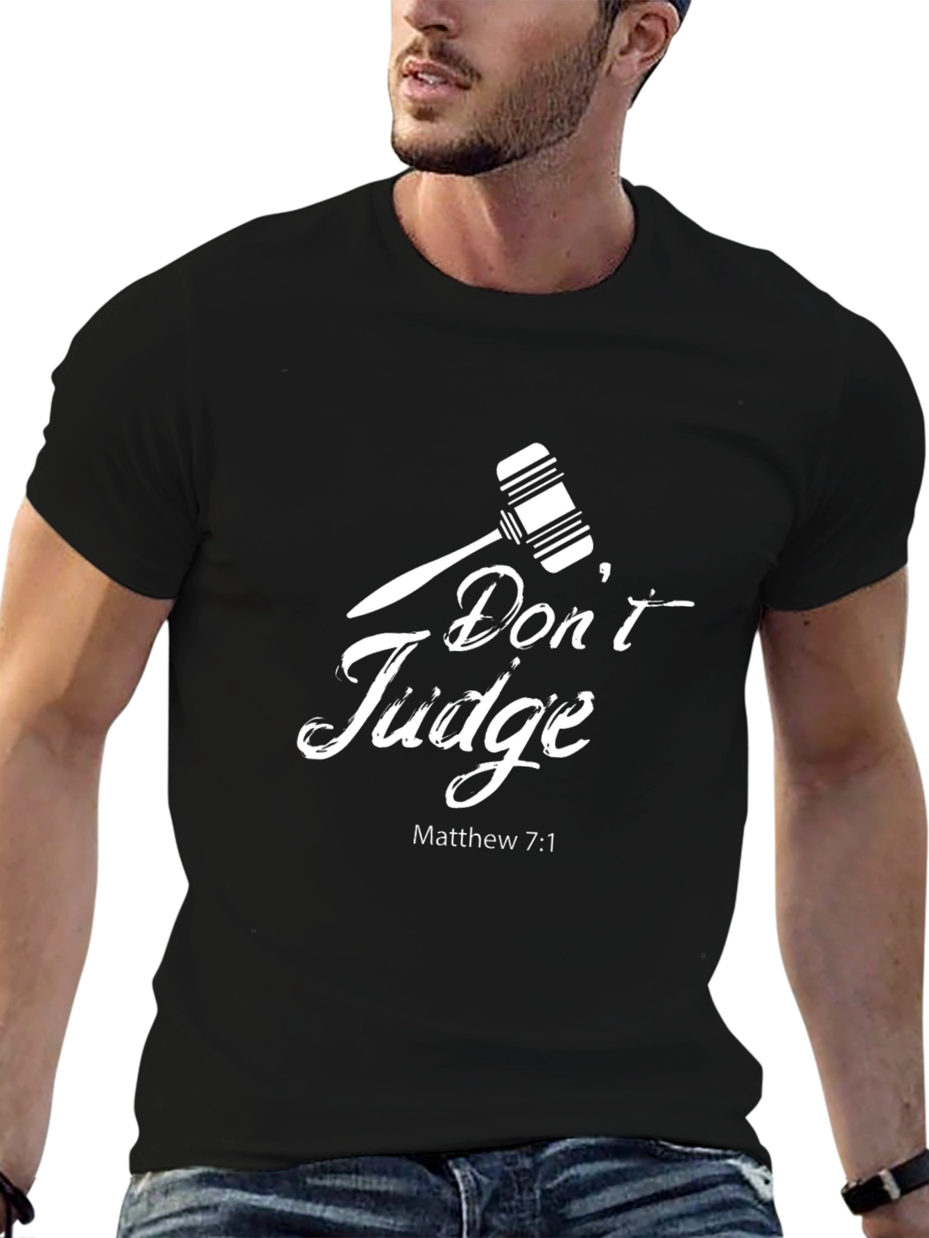 Dont Judge Matthew 7:1 Black Graphic T-Shirt