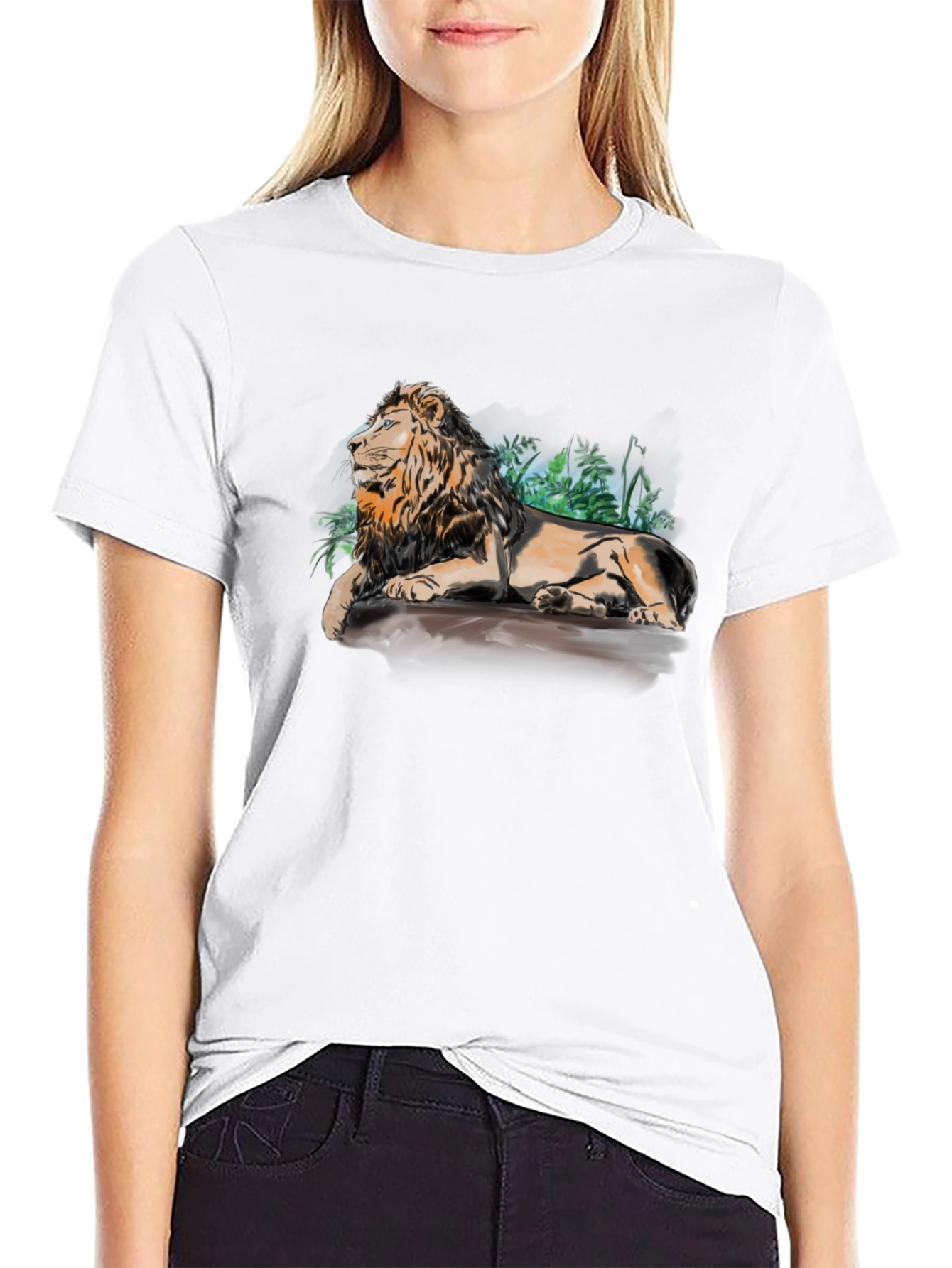 Lion Graphic Print T-Shirt - Relaxed Fit
