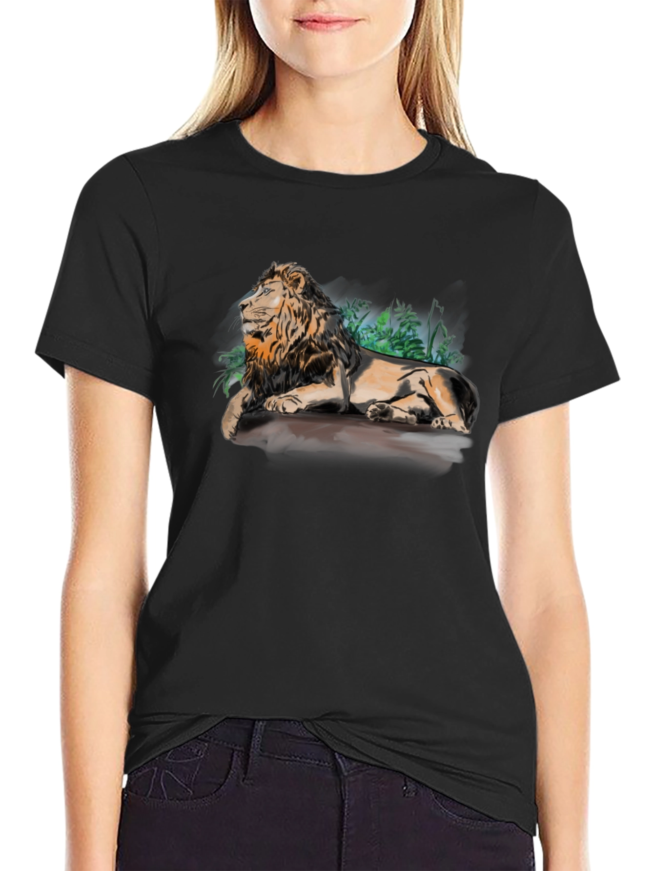 Lion Graphic Print T-Shirt - Relaxed Fit