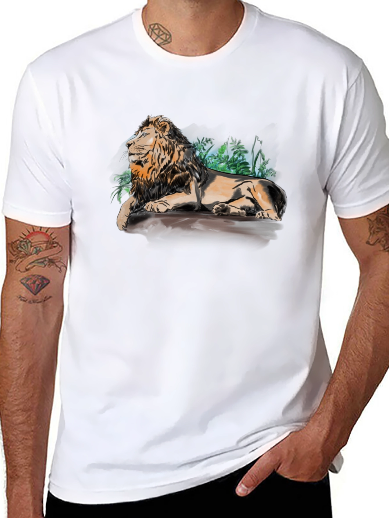 Lion Graphic Print T-Shirt - Relaxed Fit