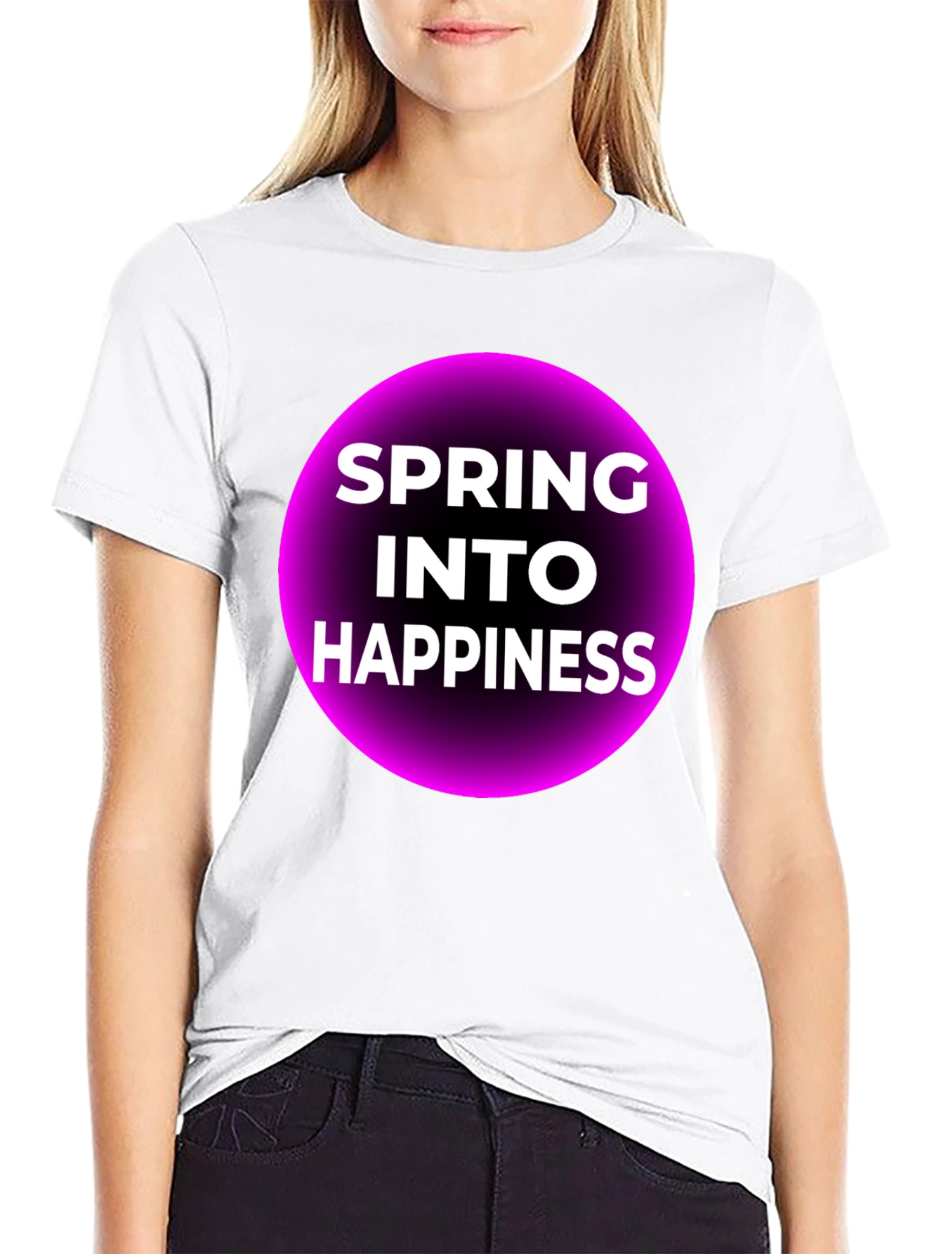 Spring Into Happiness Graphic Tee - Black