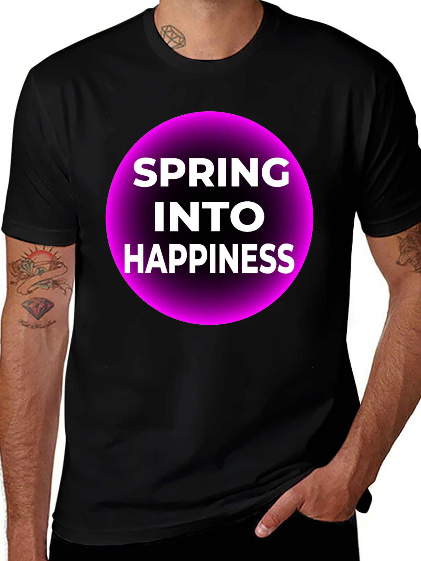 Spring Into Happiness Graphic Tee - Black