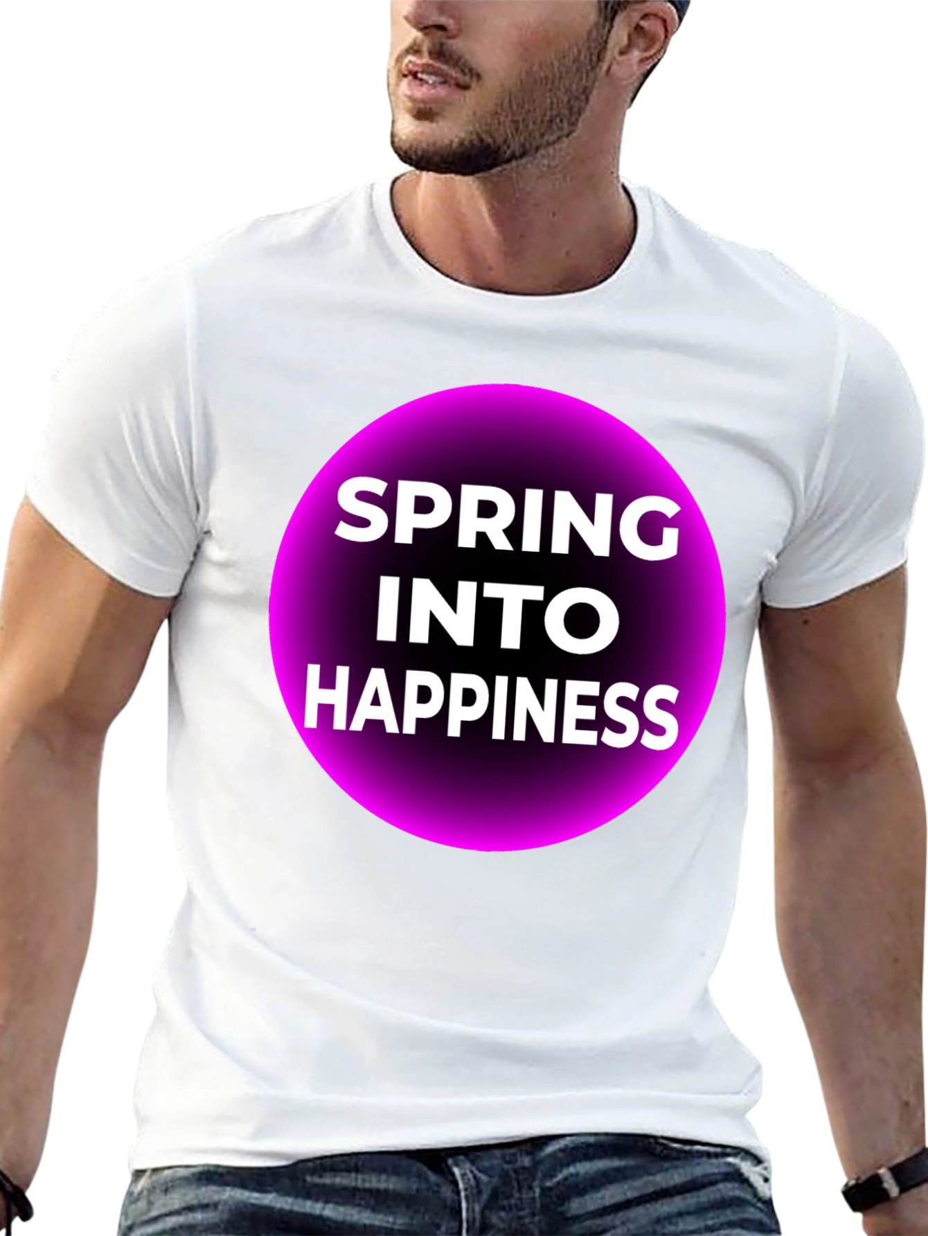 Spring Into Happiness Graphic Tee - Black