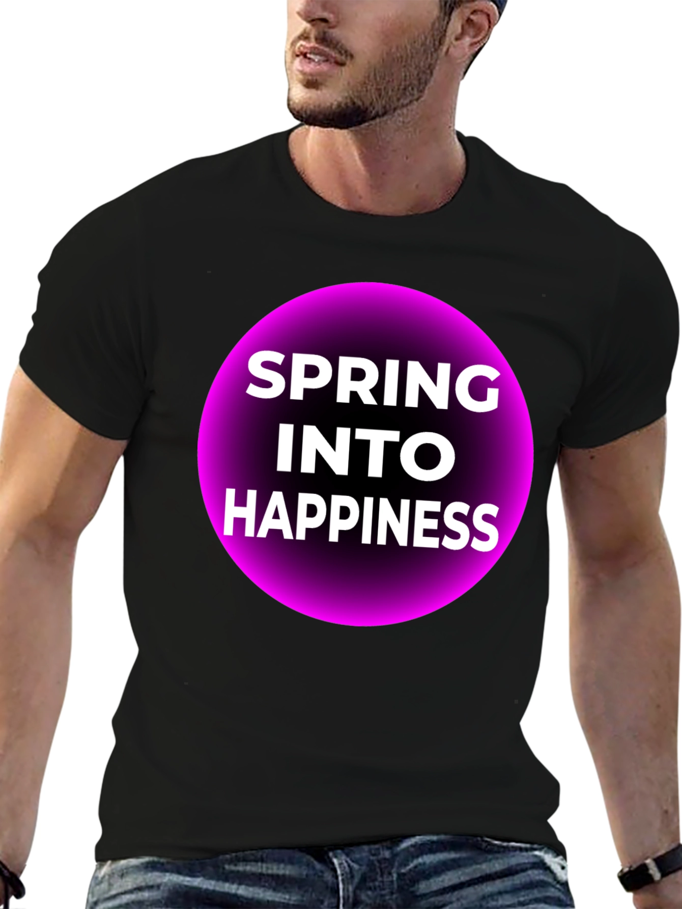 Spring Into Happiness Graphic Tee - Black