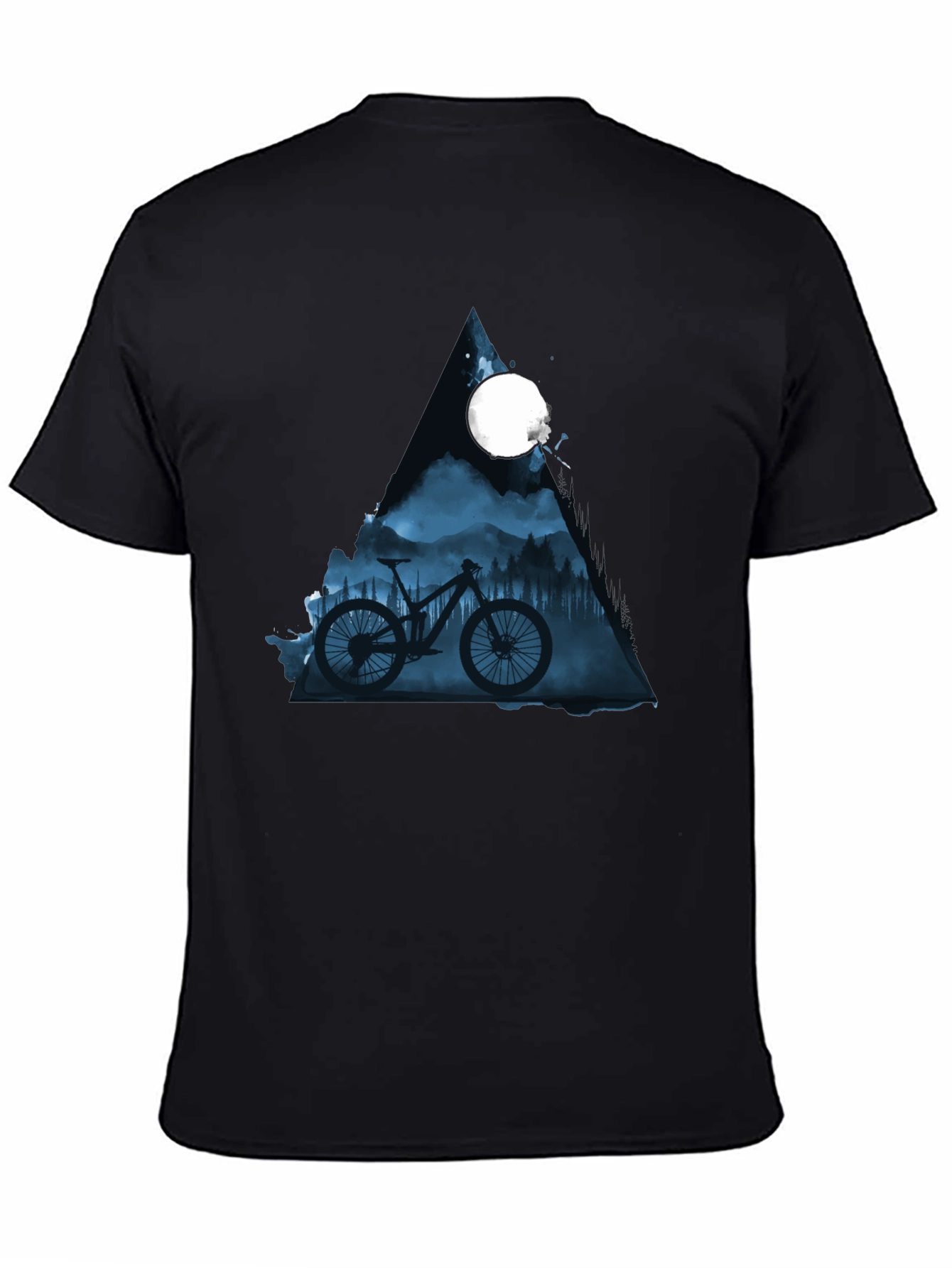 Mountain Bike Moon Graphic Tee - Stylish Black T-Shirt
