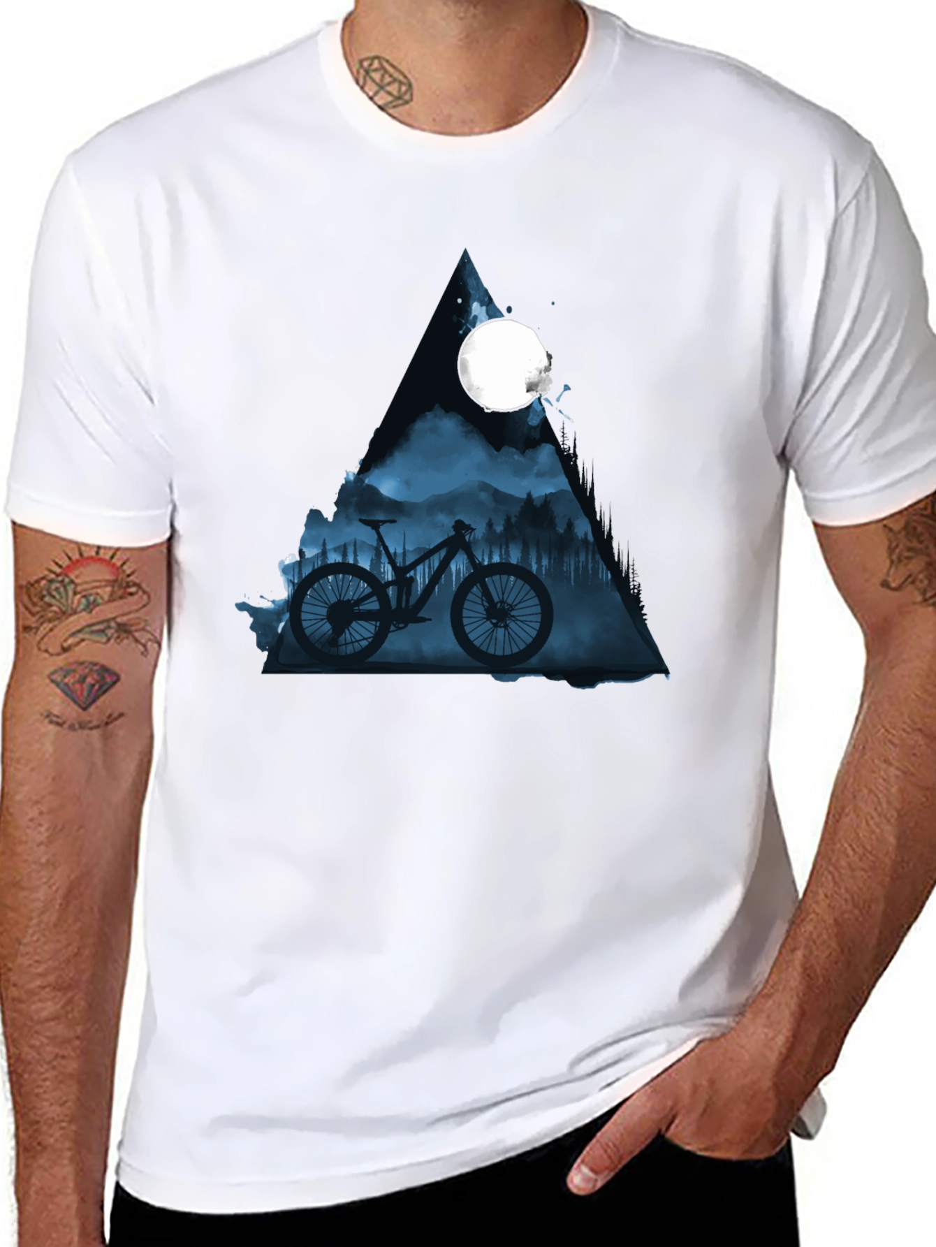 Mountain Bike Moon Graphic Tee - Stylish Black T-Shirt