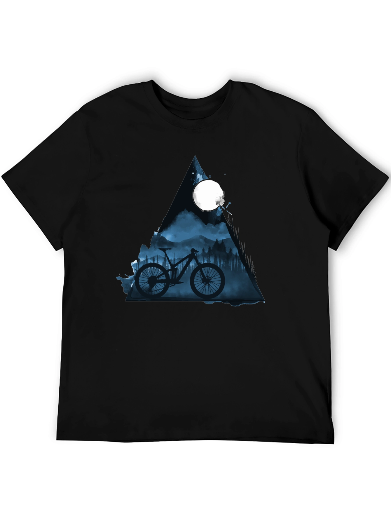 Mountain Bike Moon Graphic Tee - Stylish Black T-Shirt