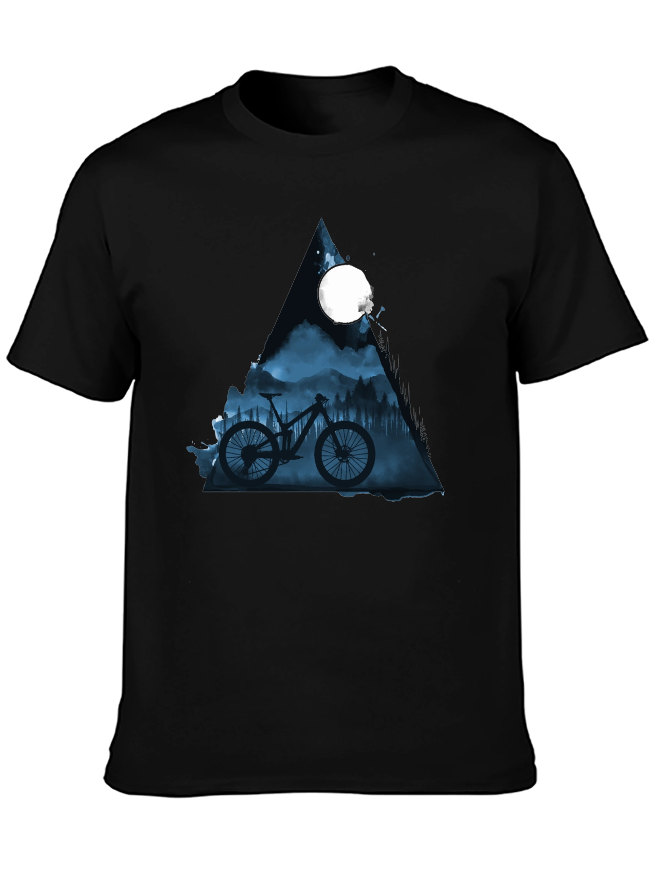 Mountain Bike Moon Graphic Tee - Stylish Black T-Shirt