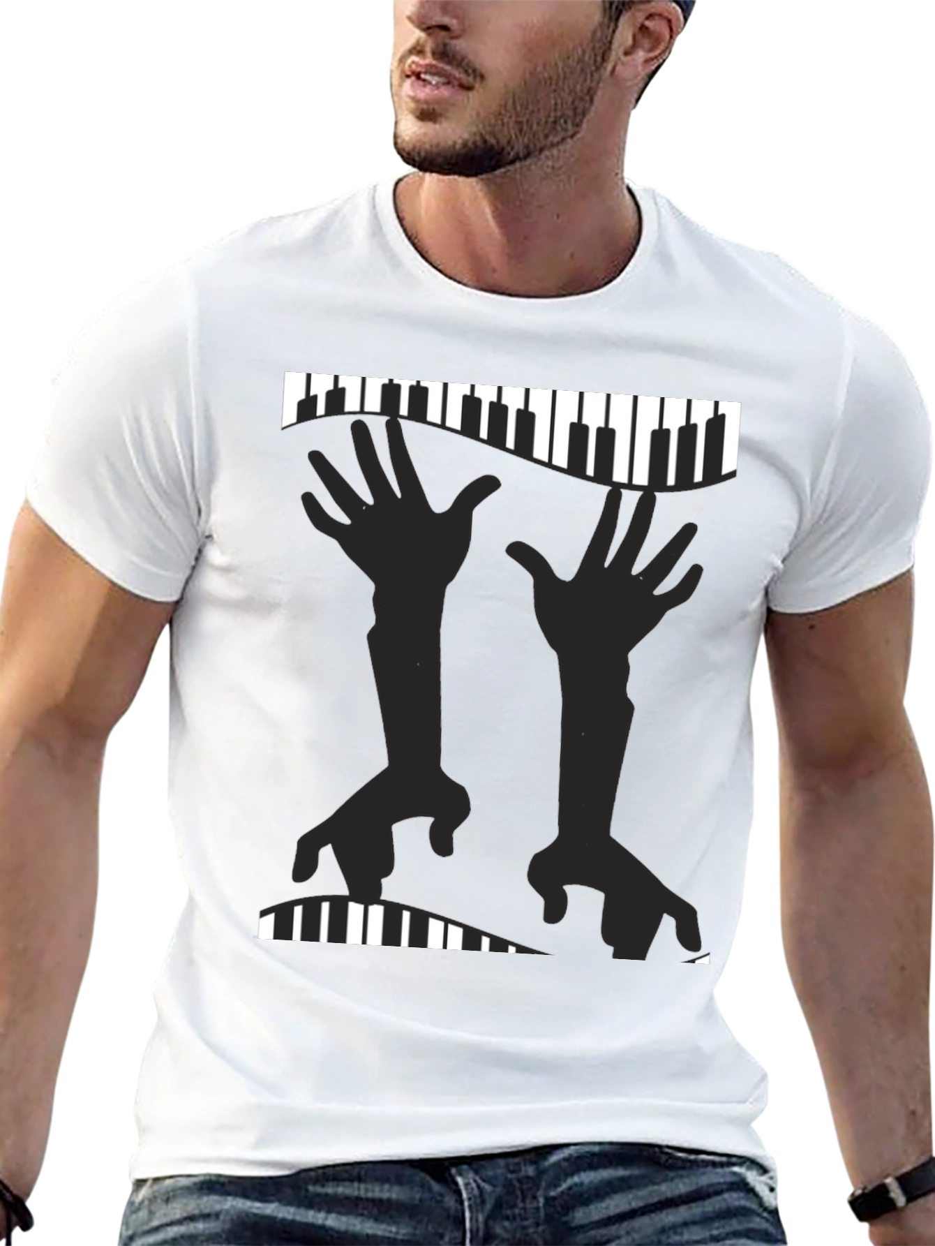 Piano Hands Graphic Tee - Music Lovers T-Shirt
