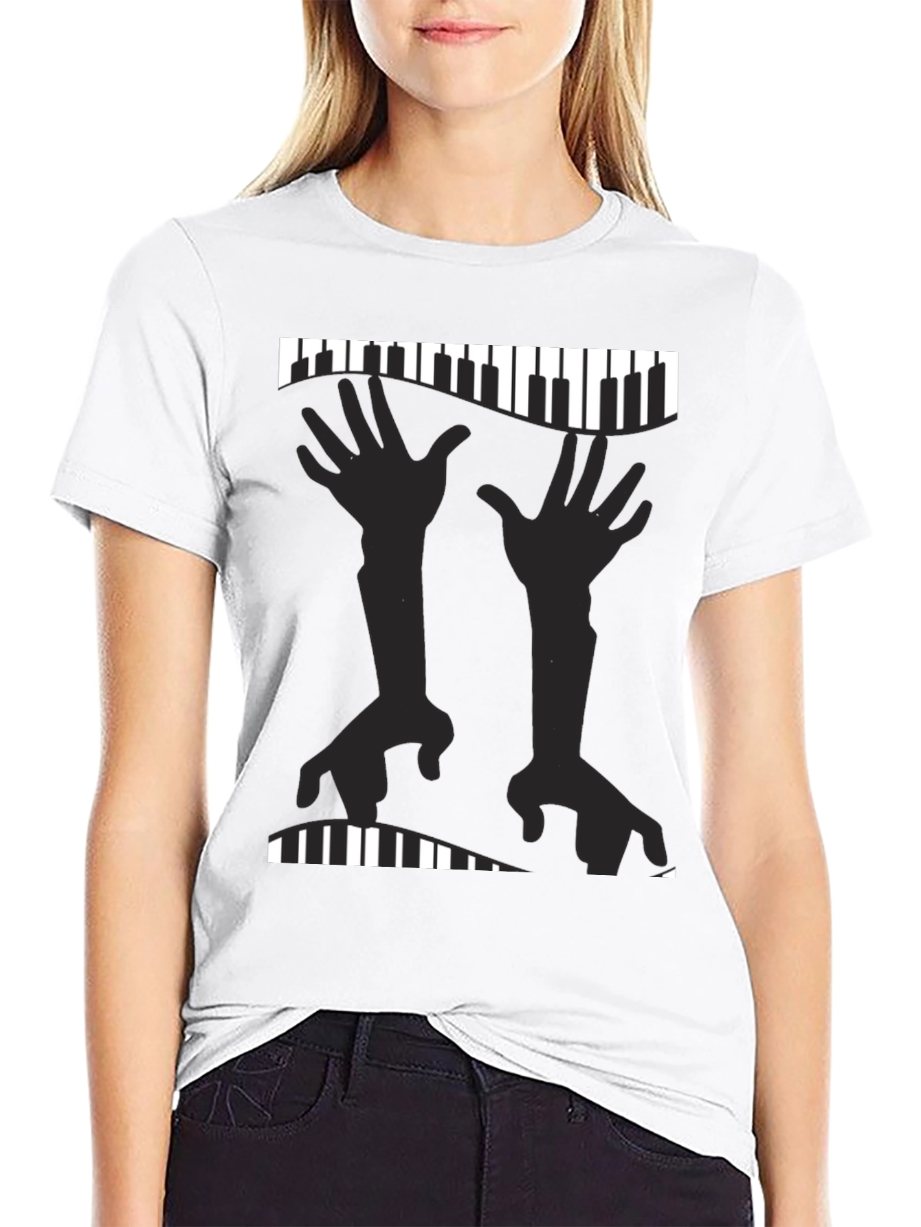 Piano Hands Graphic Tee - Music Lovers T-Shirt