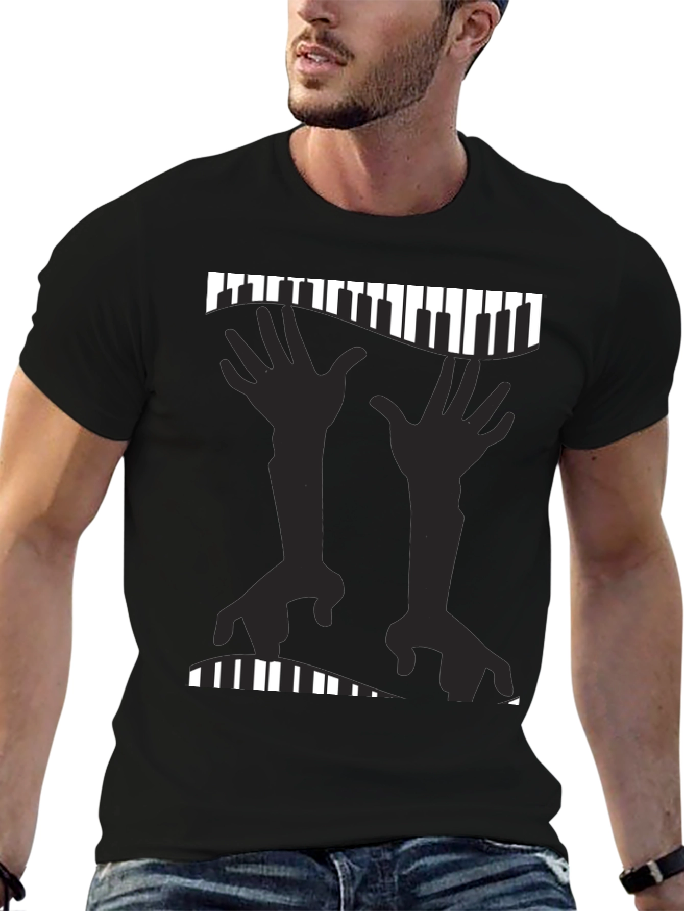 Piano Hands Graphic Tee - Music Lovers T-Shirt