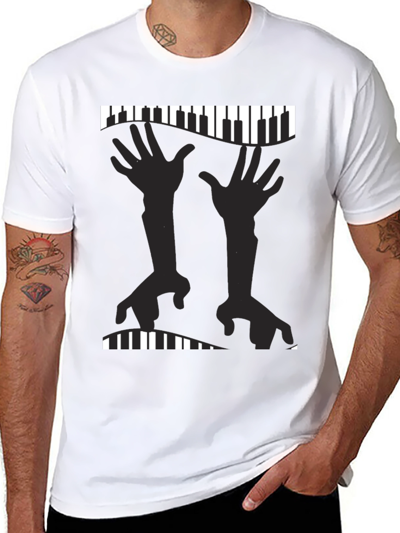 Piano Hands Graphic Tee - Music Lovers T-Shirt