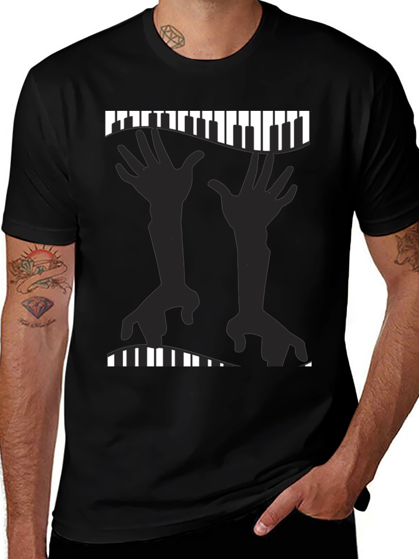 Piano Hands Graphic Tee - Music Lovers T-Shirt