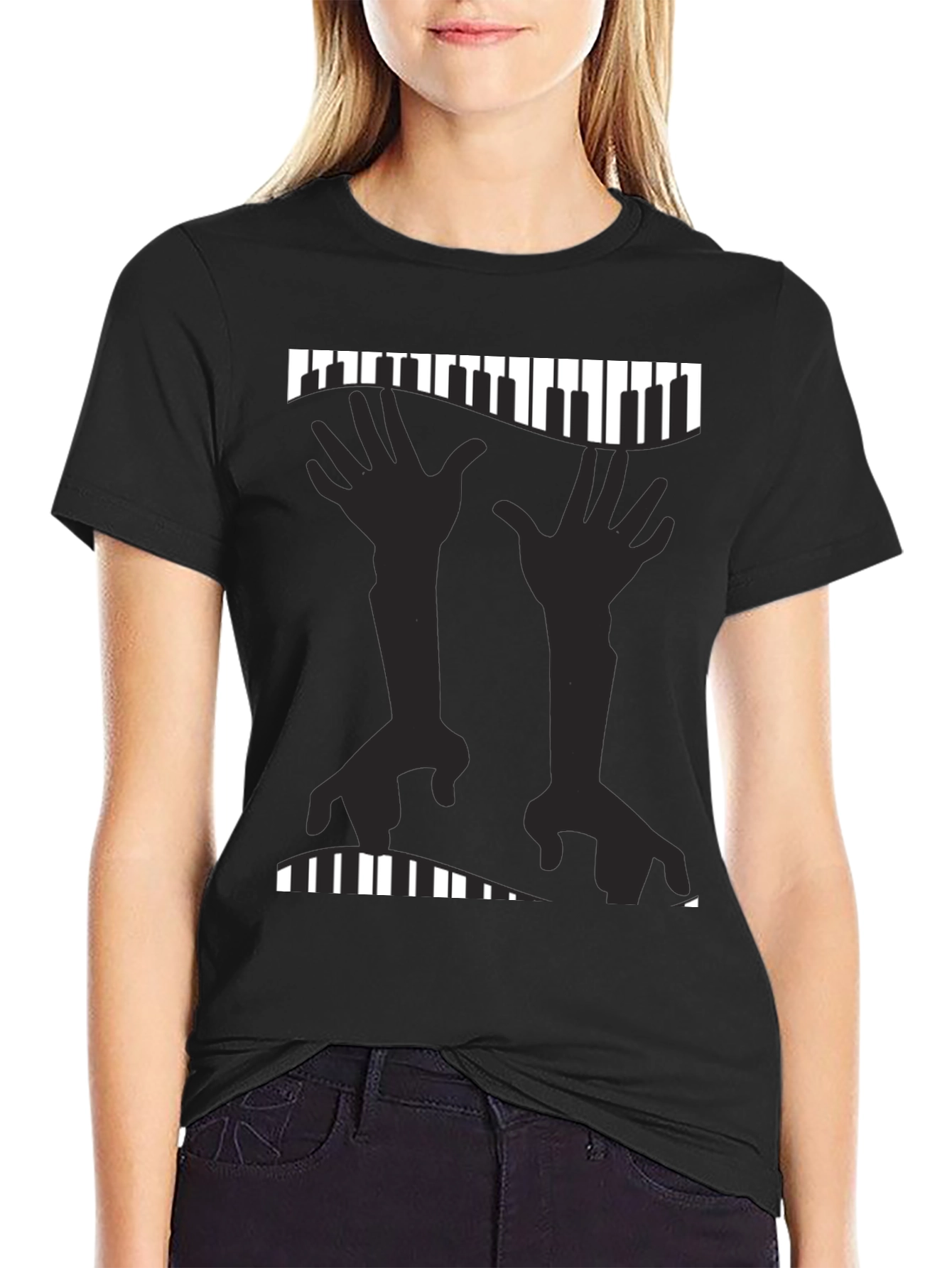Piano Hands Graphic Tee - Music Lovers T-Shirt