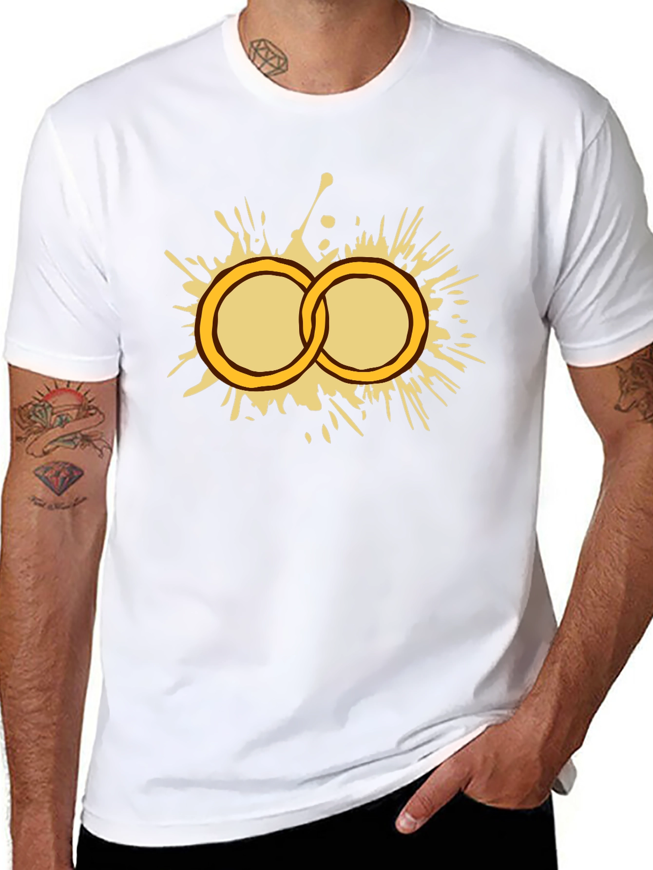 Gold Rings Graphic Tee - Stylish Black T-Shirt