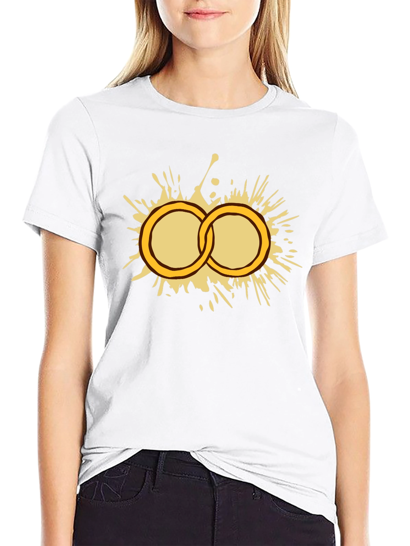 Gold Rings Graphic Tee - Stylish Black T-Shirt