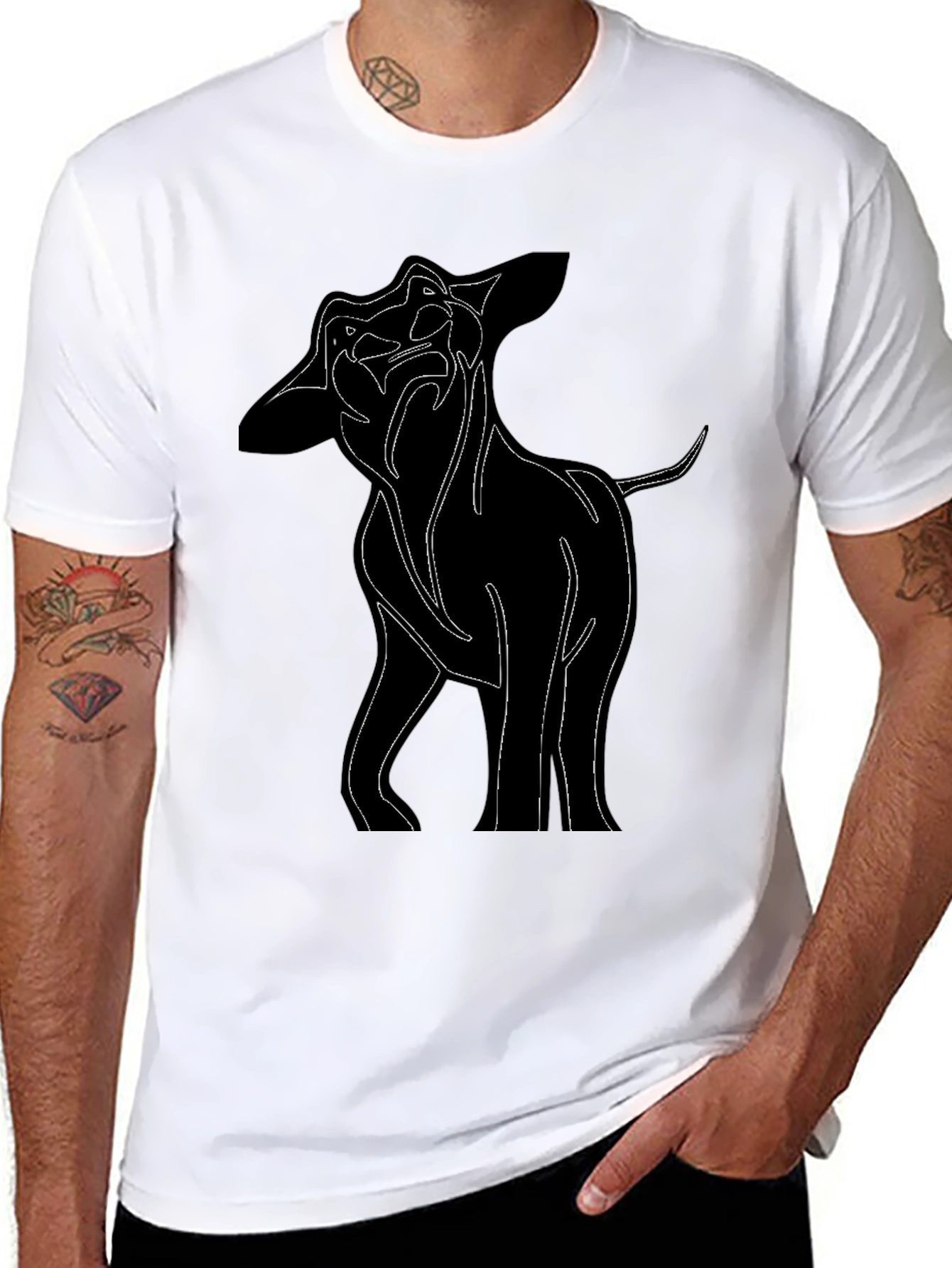 Dog Outline Graphic Black T-Shirt