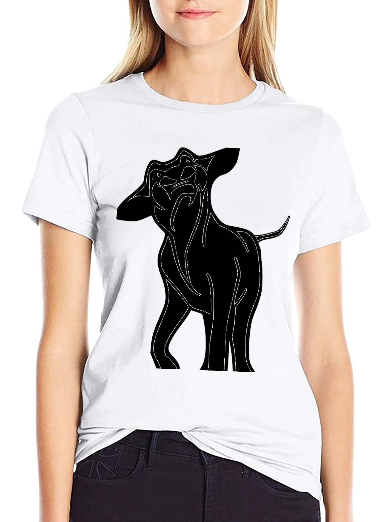 Dog Outline Graphic Black T-Shirt