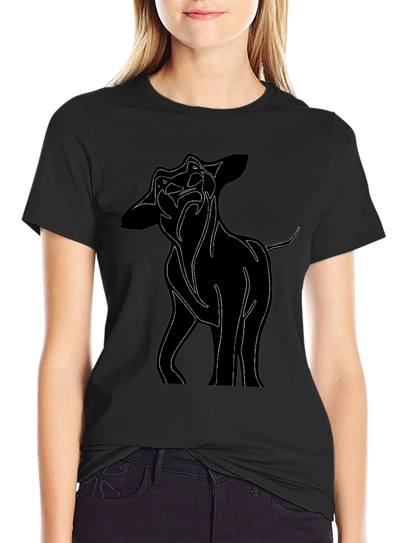 Dog Outline Graphic Black T-Shirt