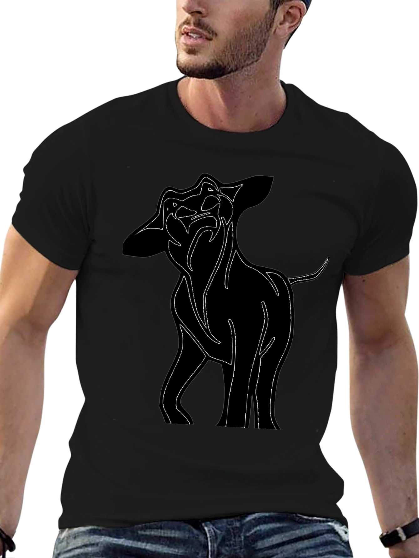 Dog Outline Graphic Black T-Shirt