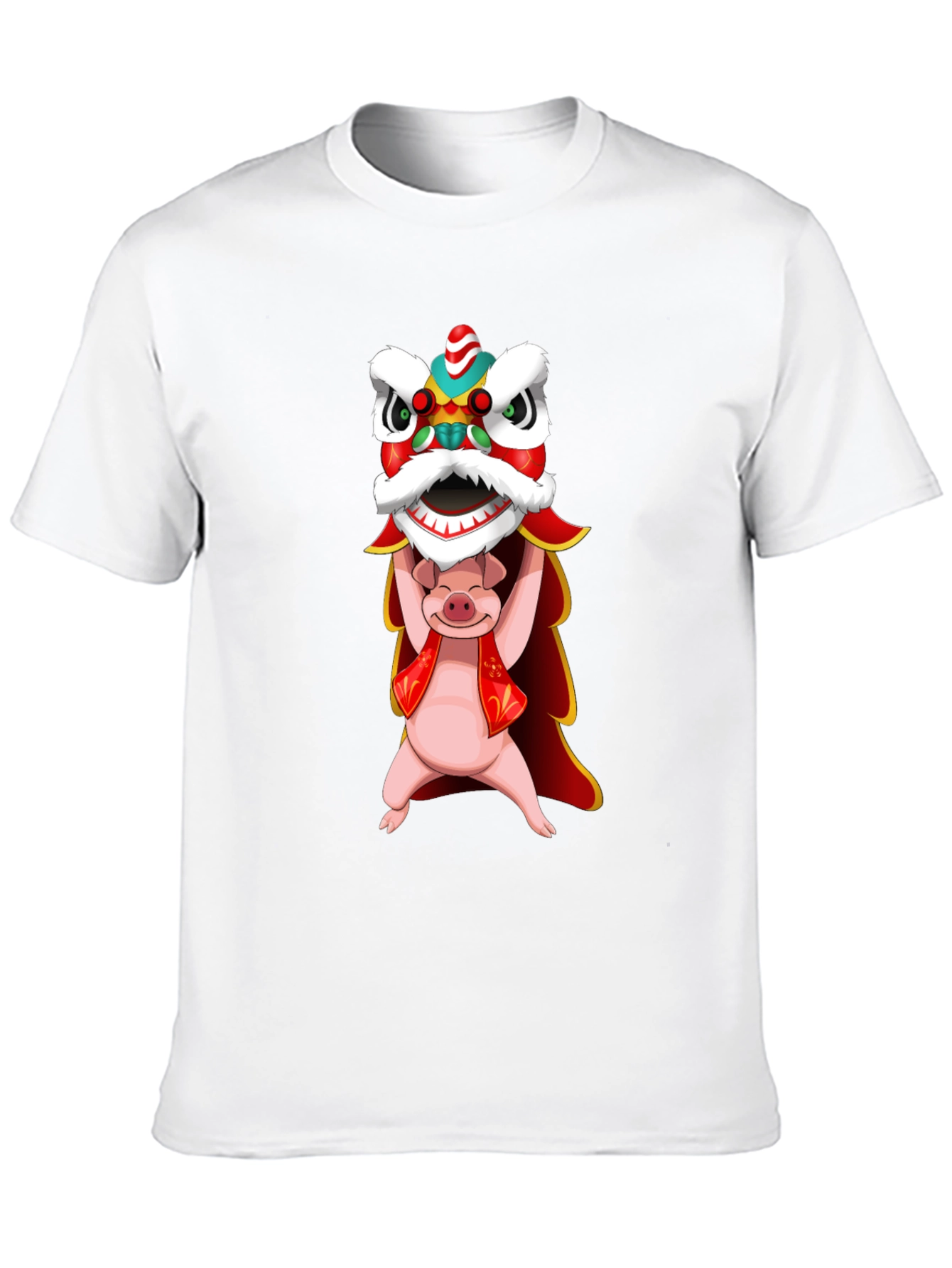 Pig Holding Lion Dance T-Shirt - Chinese New Year