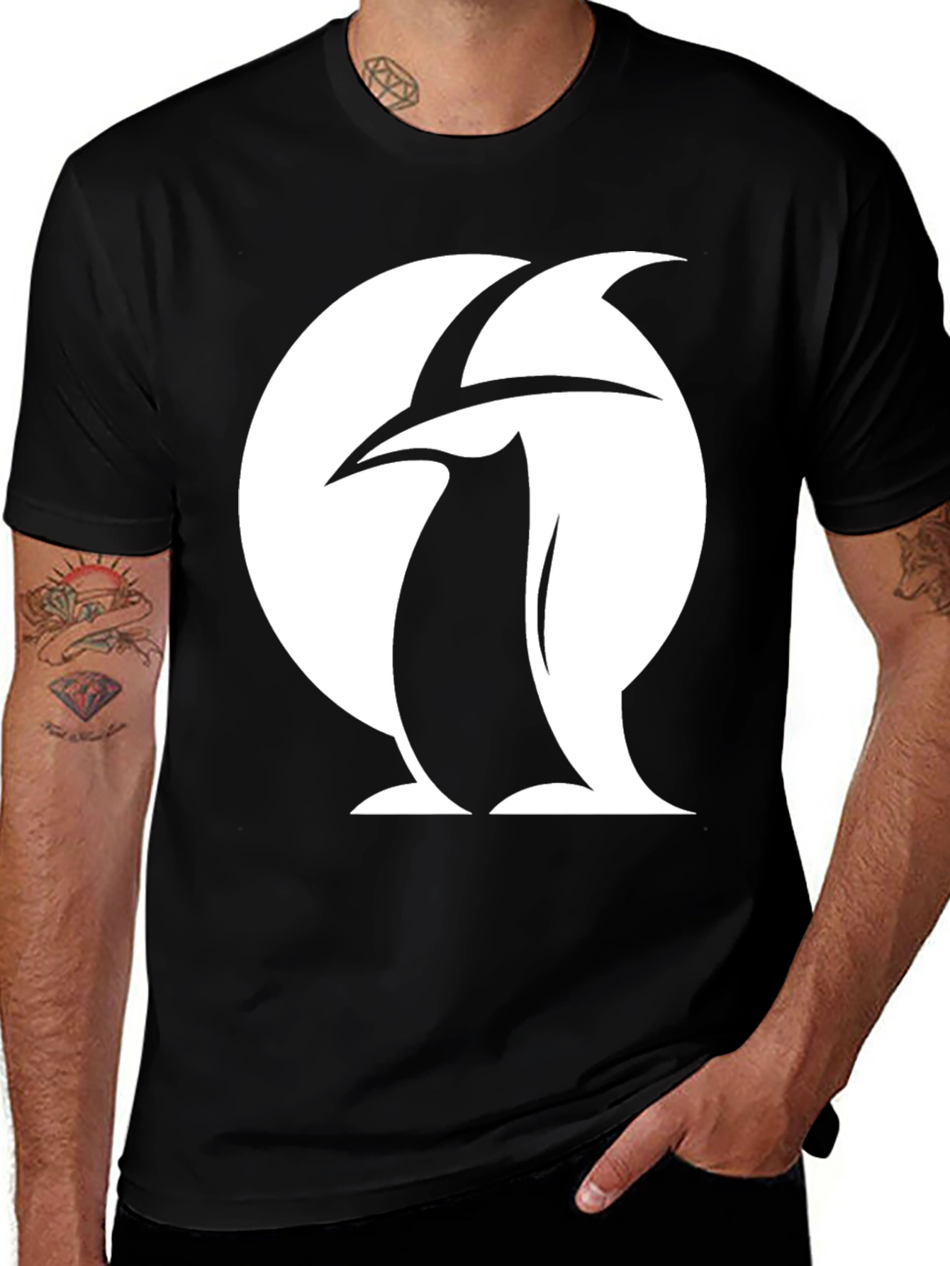 Penguin Logo Black T-Shirt Unique Design