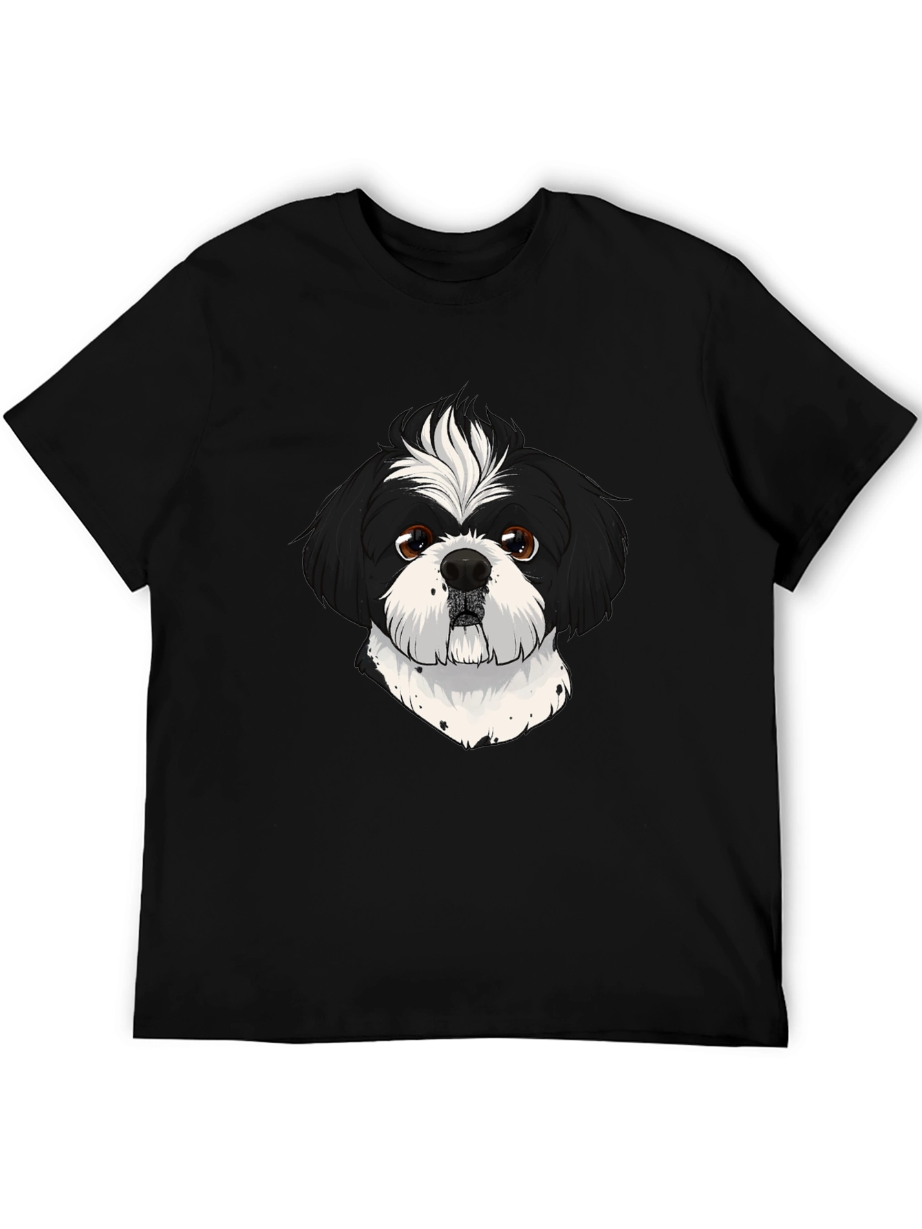 Shih Tzu Dog Graphic Print Black T-Shirt